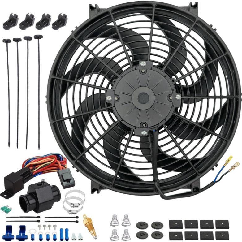 14-15 Inch 180W Electric Radiator Fan with Thermostat Wiring Kit - Universal Cooling System Upgrade for Cars, Trucks & SUVs - Perfect for Engine Overheating Prevention & Performance Enhancement