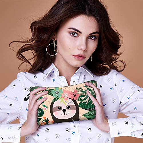 FITINI Sloth Makeup Bag - Waterproof Travel Cosmetic Organizer Pouch for Women & Girls | Portable Zippered Toiletry Storage | Perfect for Travel, Gym & Daily Use