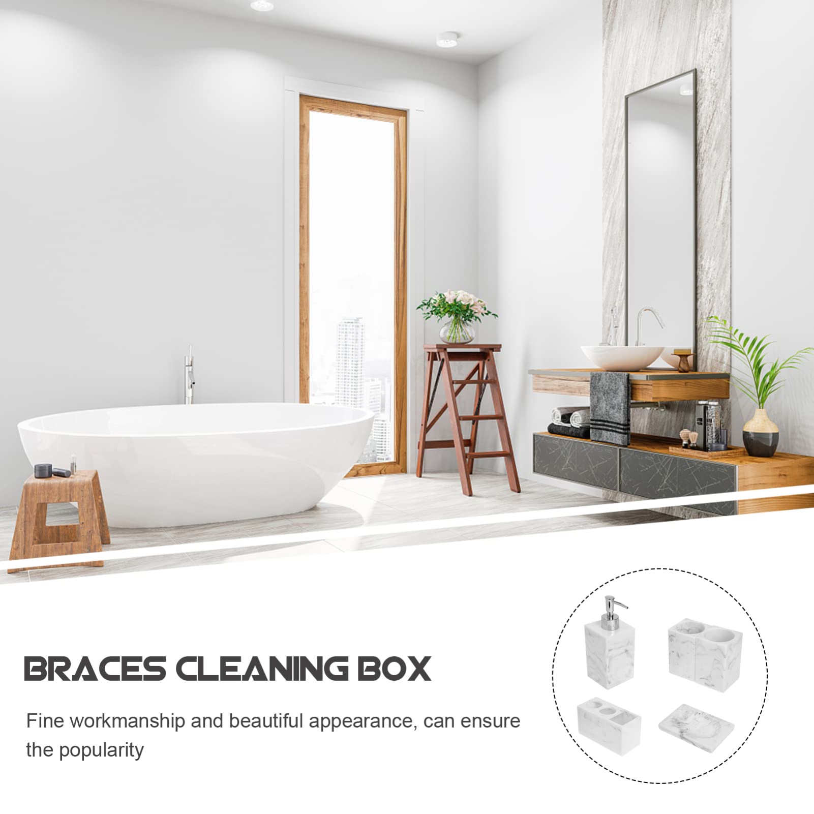 Cabilock 6-Piece Bathroom Toiletry Set - Soap Dispenser, Soap Tray & Vanity Accessories for Countertop Organization - Perfect for Modern Bathrooms, Guest Suites & Spa-Style Decor