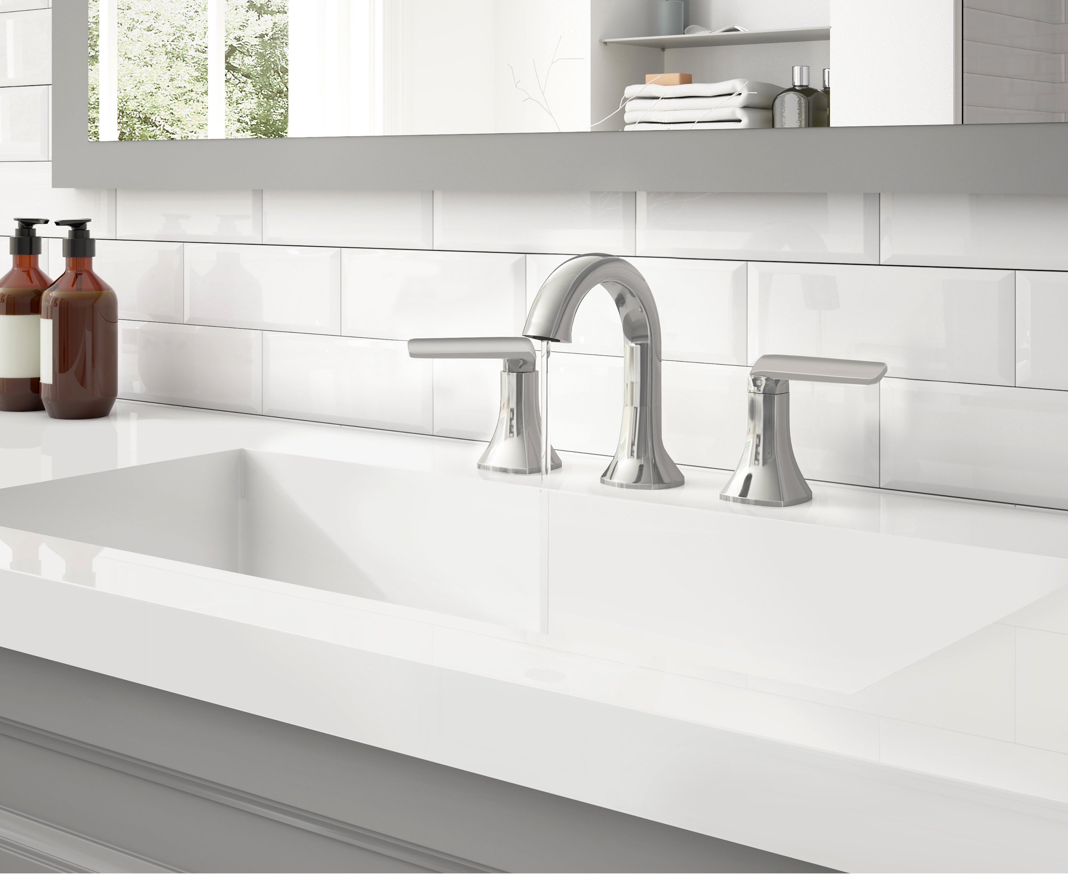 Arezzo Widespread Bathroom Faucet - Chrome Finish 8