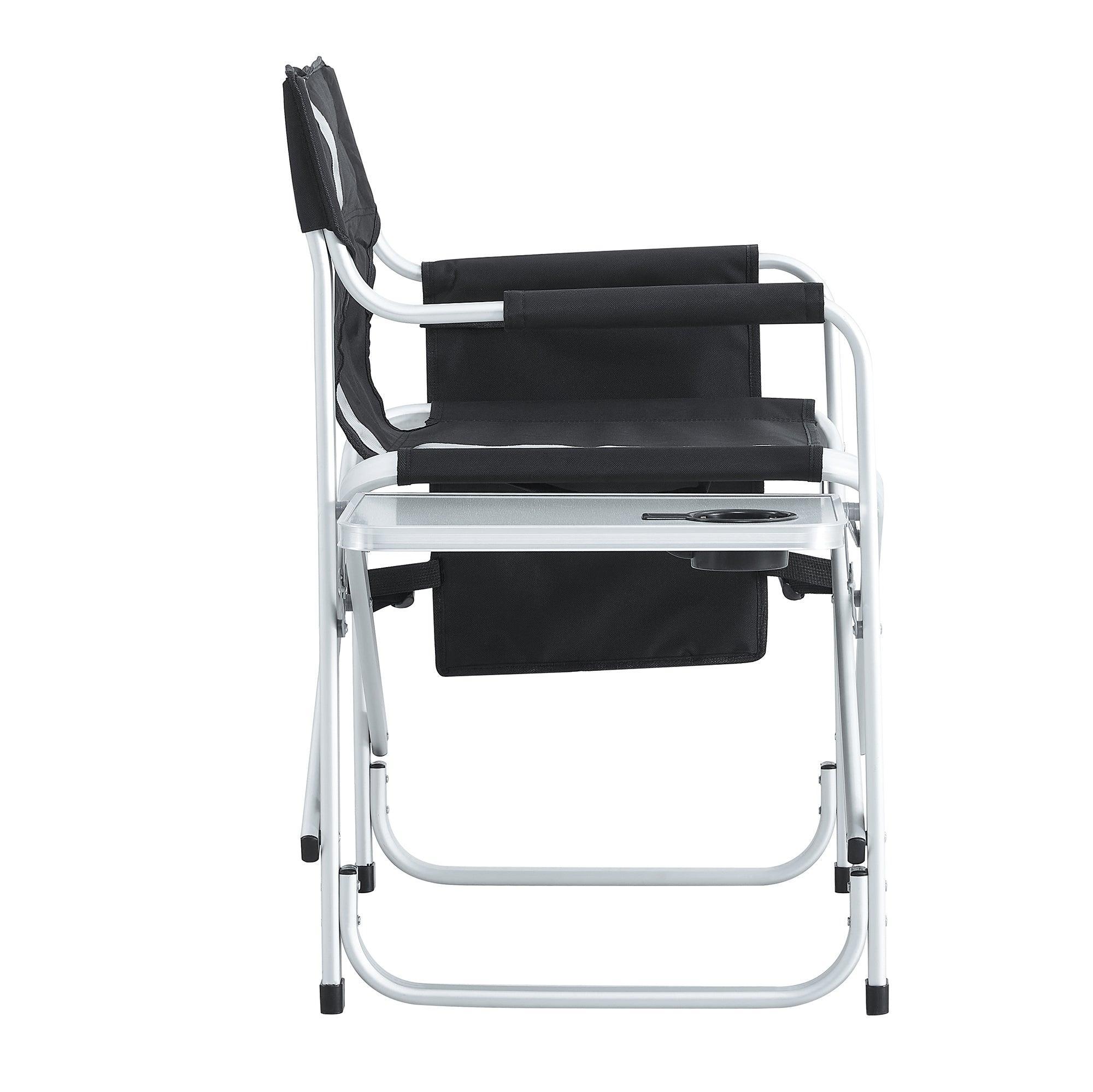 1 Piece Padded Folding Outdoor Chair with Side Table & Storage Pockets - Lightweight Oversized Director's Chair for Camping, Beach, Patio, Picnic & Indoor Use