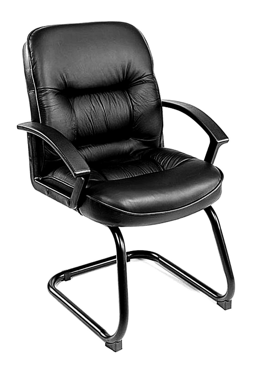 Premium Boss B7309 Mid Back Leather Guest Chair - Ergonomic Office Chair for Home & Business Use - Comfortable Seating for Reception, Conference & Waiting Areas