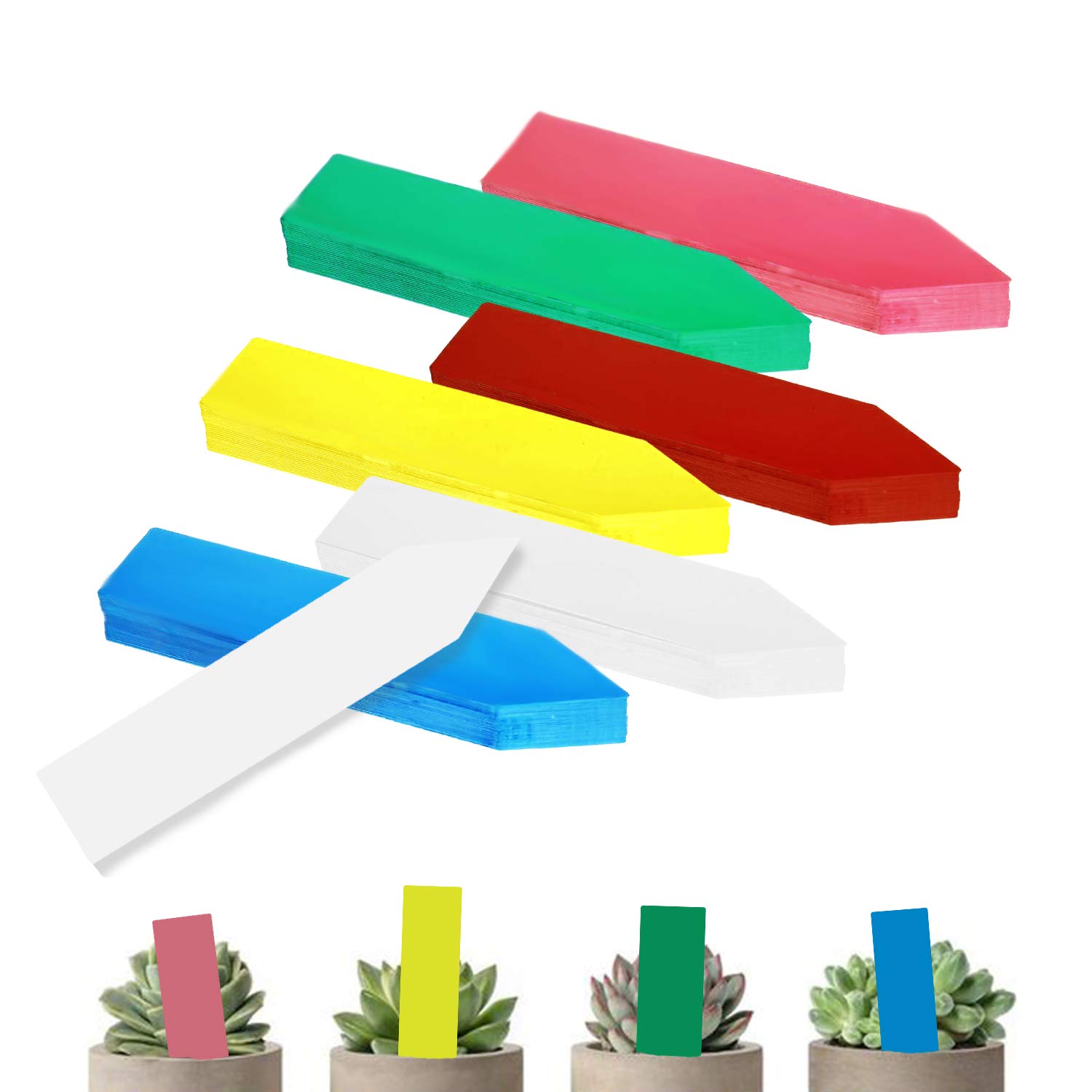 BEADNOVA 150pcs Colorful Plant Labels - 4 Inch Plastic Garden Markers for Seedlings, Herbs & Flowers - Waterproof Plant Tags for Indoor/Outdoor Gardening (6 Bright Colors) - Perfect for Organizing Pots, Raised Beds & Greenhouses