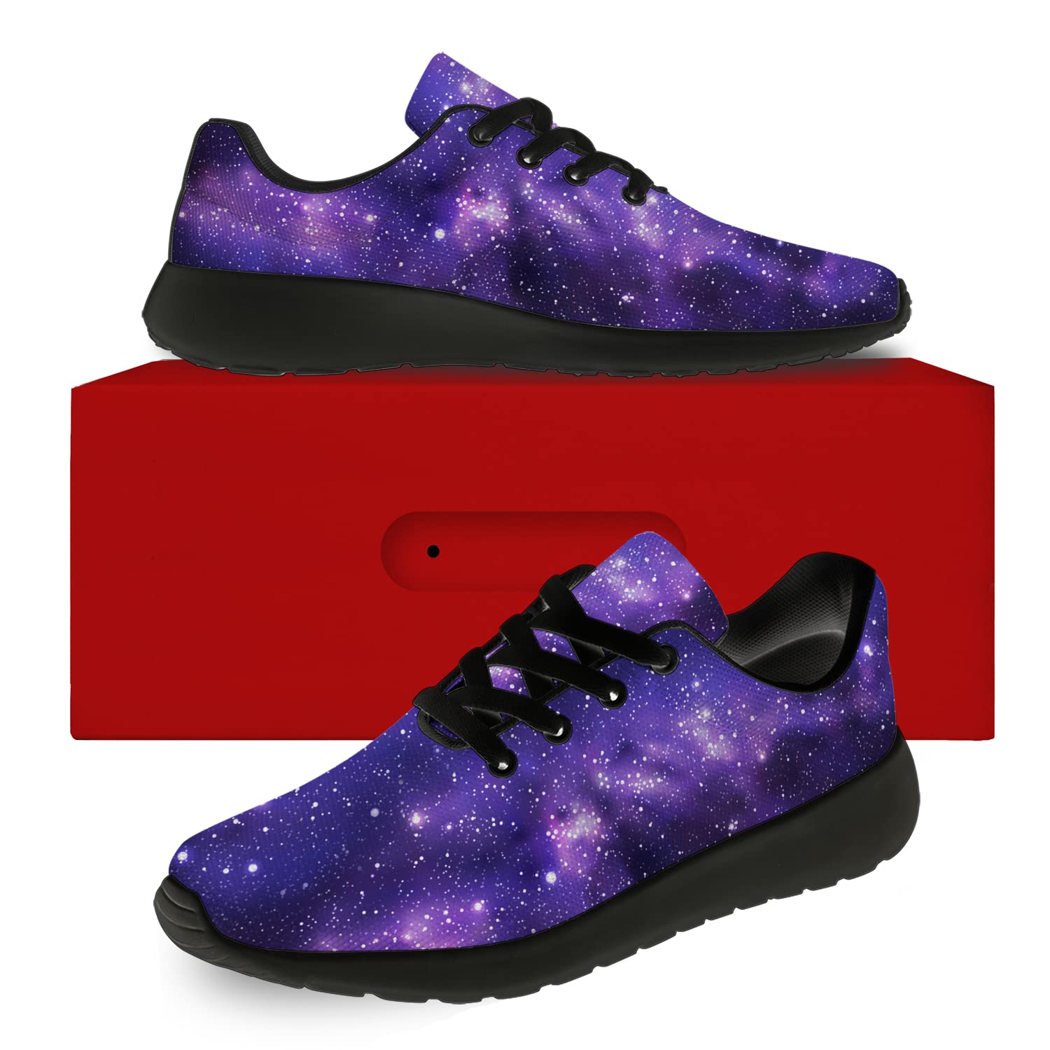 **Galaxy Print Running Shoes for Women & Men - Lightweight Walking & Tennis Sneakers with Space Nebula Design - Size 7 Men/8.5 Women (Black) - Perfect for Jogging, Gym Workouts & Casual Wear**