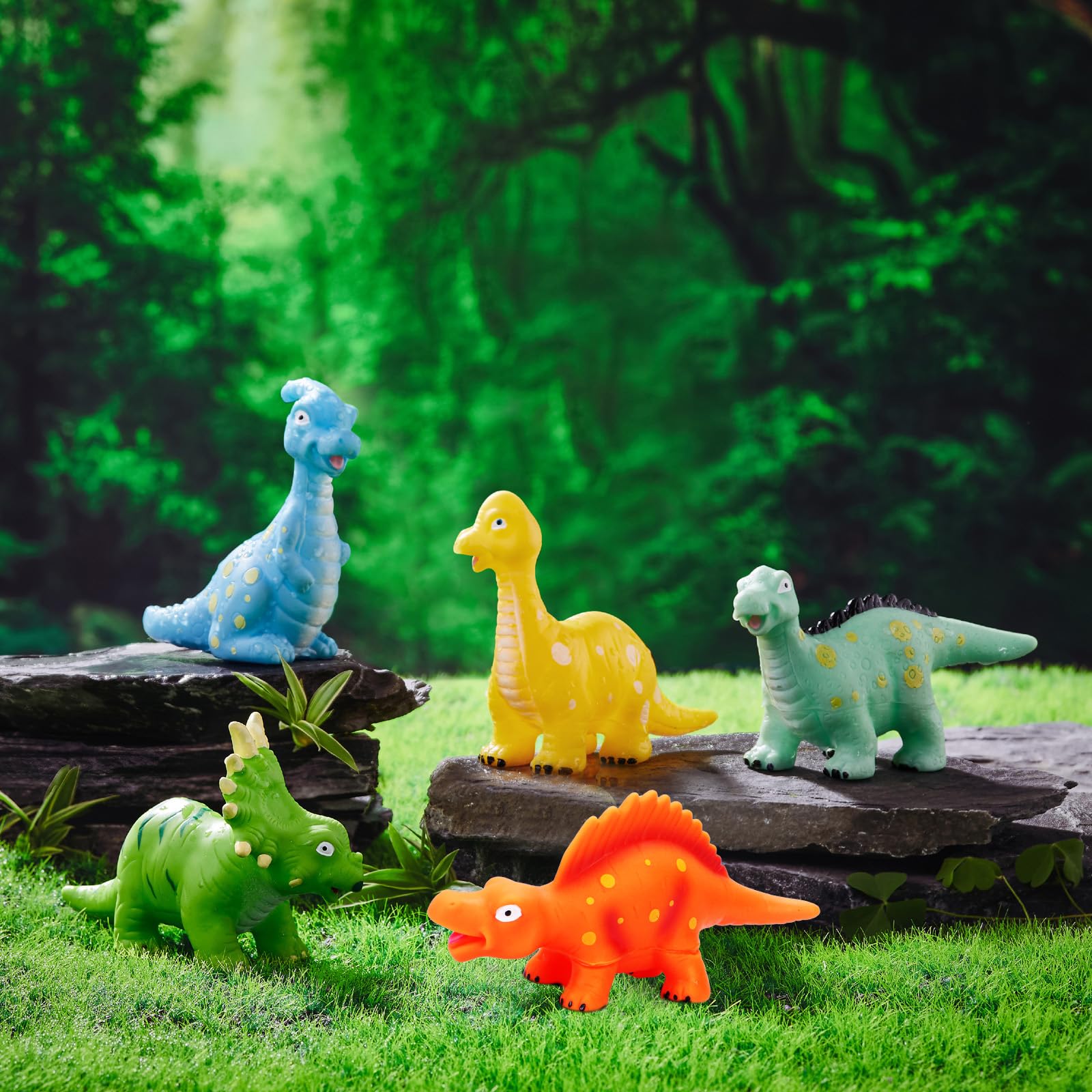 Non-Toxic Dinosaur Bath Toys for Toddlers 1-5 Years Old - BPA Free Bathtub & Pool Toys for Boys & Girls - Fun Educational Dinosaur Toys for Kids - Perfect for Bath Time, Pool Parties & Sensory Play