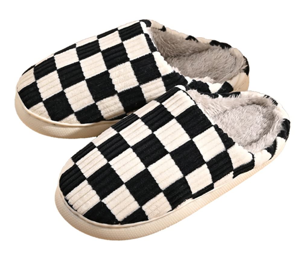 **Women's & Men's Plaid Memory Foam House Slippers - Soft Cozy Indoor/Outdoor Slides with Warm Checkered Design - Perfect for Home, Office & Relaxation**