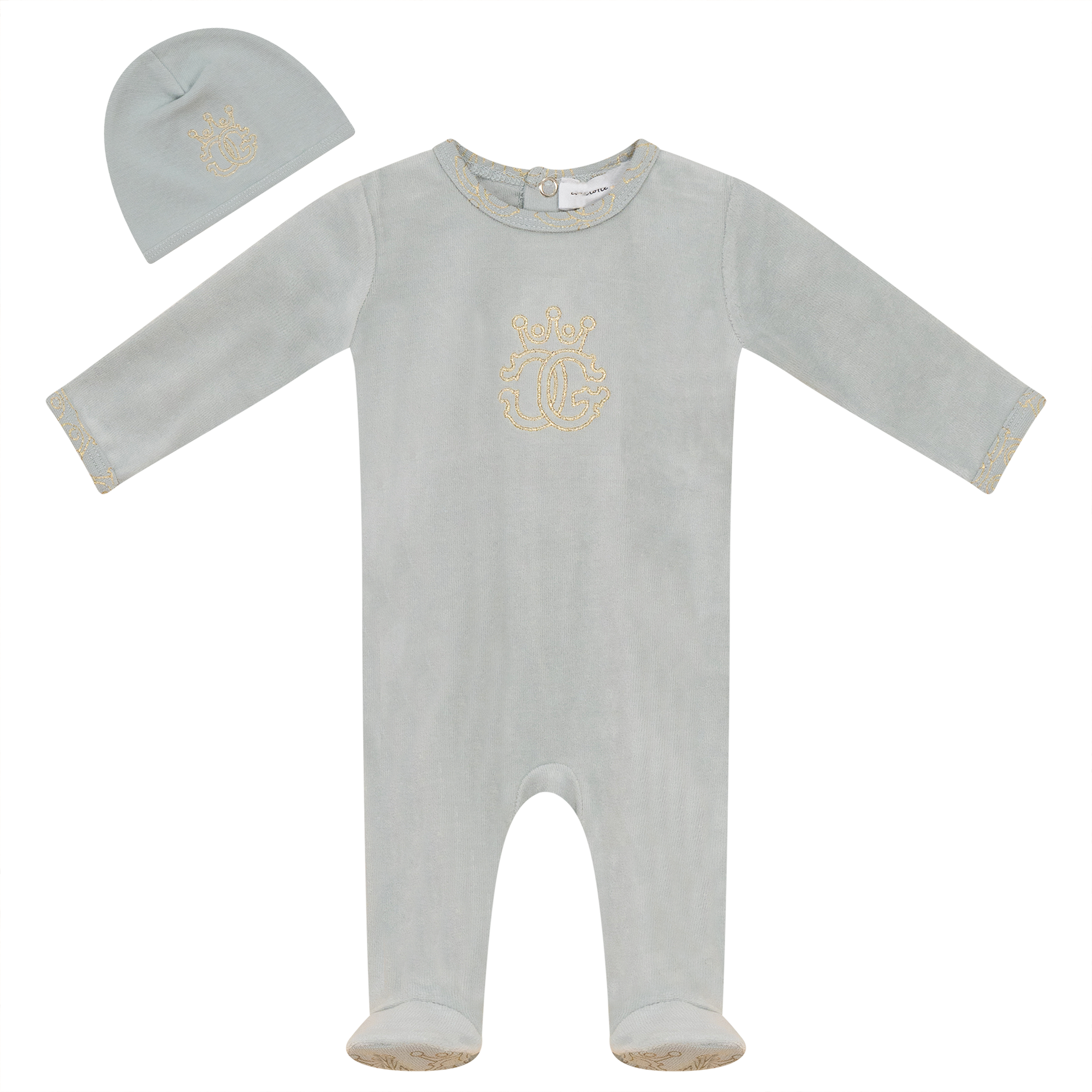 Crest Cotton Velour Onesie Set for Baby - Soft & Cozy 2-Piece Pajama Outfit - Perfect for Sleepwear, Loungewear & Playtime