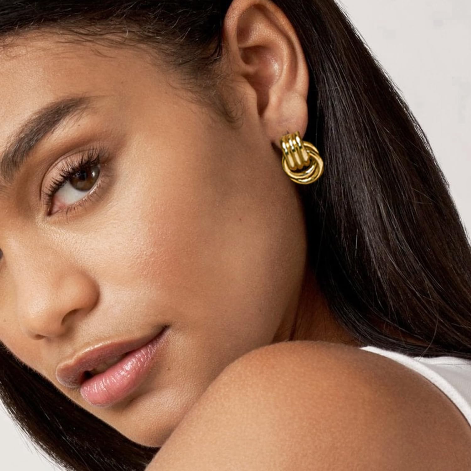 Chunky Small Knot Geometric Earrings for Women - Gold & Silver Plated Dangle Drop Earrings - Hypoallergenic Lightweight Fashion Jewelry - Perfect for Parties, Weddings and Daily Wear