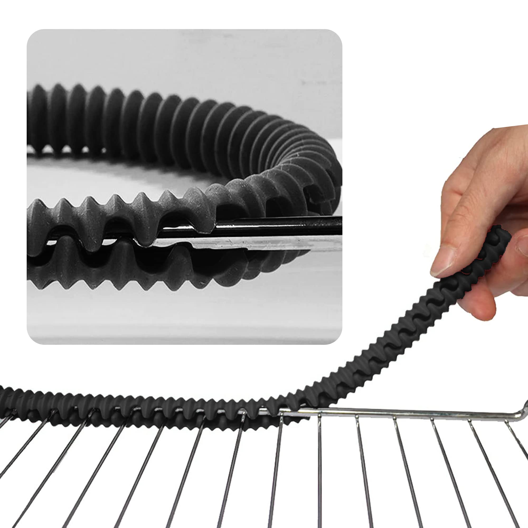 3pcs Silicone Oven Rack Shields - 14 Inch Heat Resistant Anti-Scalding Strips for Oven Racks - Burn Protection for Hands & Arms - Black Kitchen Safety Accessories - Perfect for Baking, Roasting & Grilling
