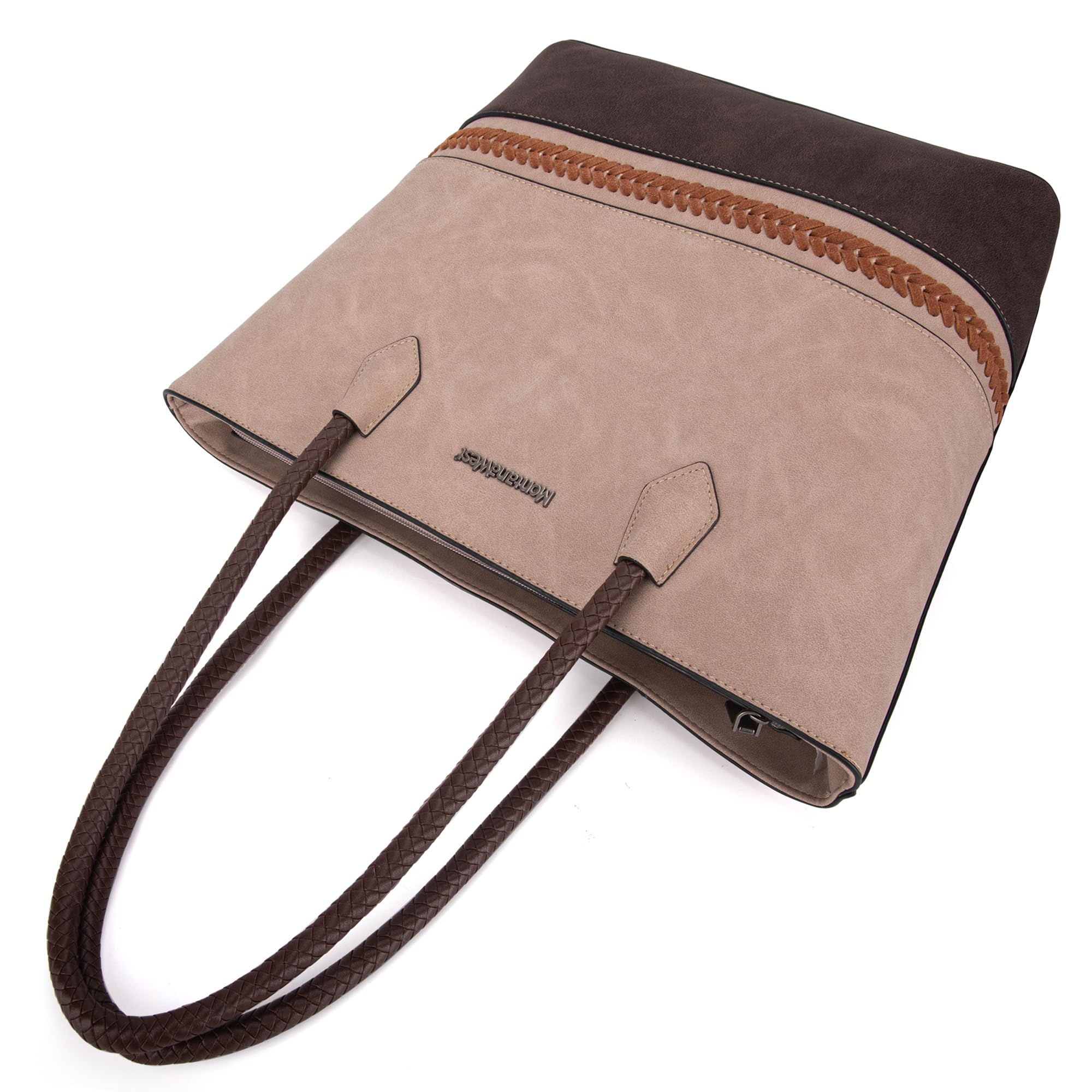 Montana West Woven Tote Bag for Women - Medium Purse with Concealed Carry Zipper Pocket | Stylish & Durable Handbag for Work, Travel & Everyday Use