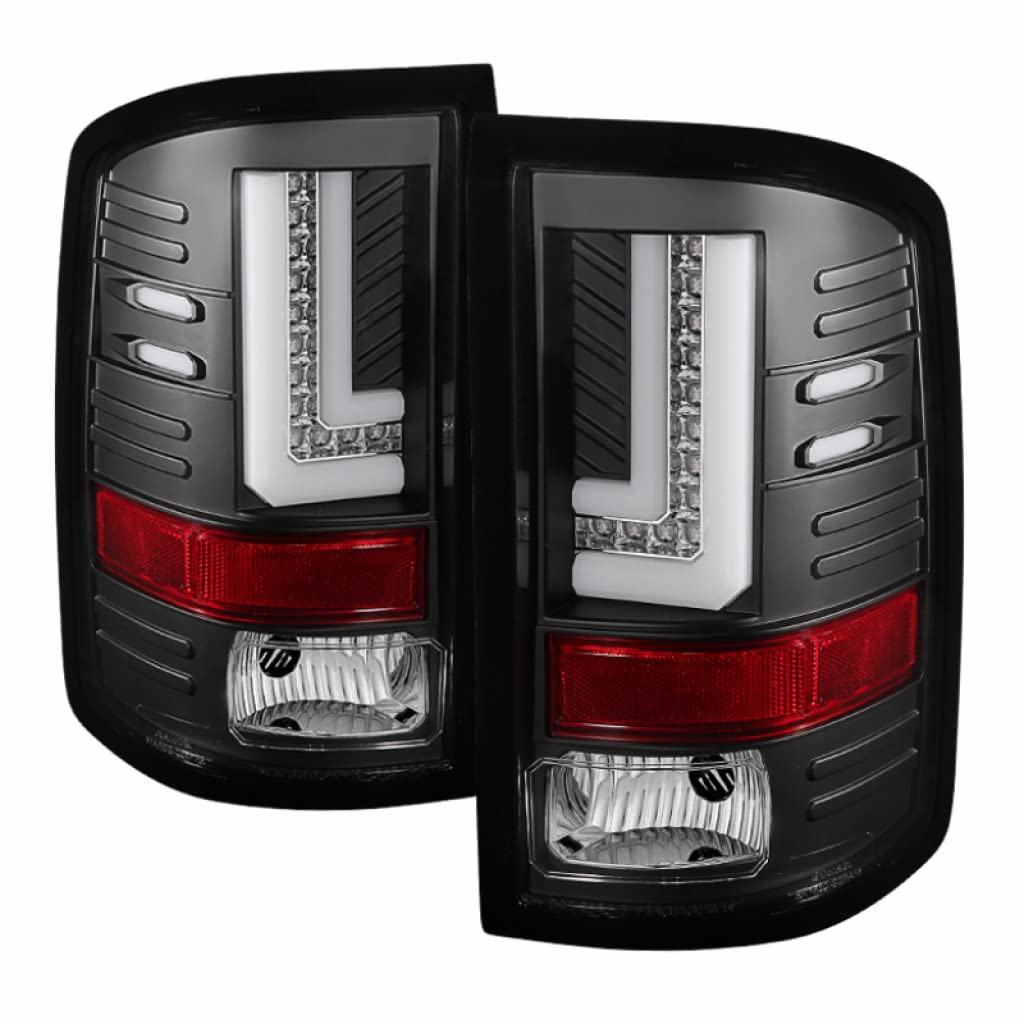 GMC Sierra 2014 2015 2016 LED Tail Lights Pair - Black Spyder ALT-YD-GS14-LBLED-BK (5080660) | Durable Replacement for Enhanced Visibility & Style | Perfect for Off-Roading & Night Driving
