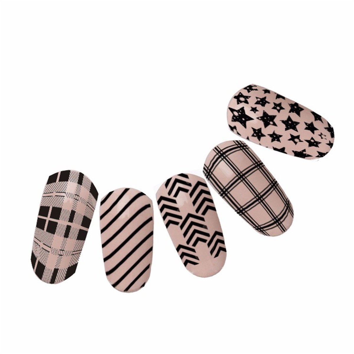 Mezerdoo 1Pc Star Grid Checked Nail Art Stamping Plate - Striped Nail Design Template for DIY Manicure | Perfect for Salon, Home Nail Art & Party Glam Looks