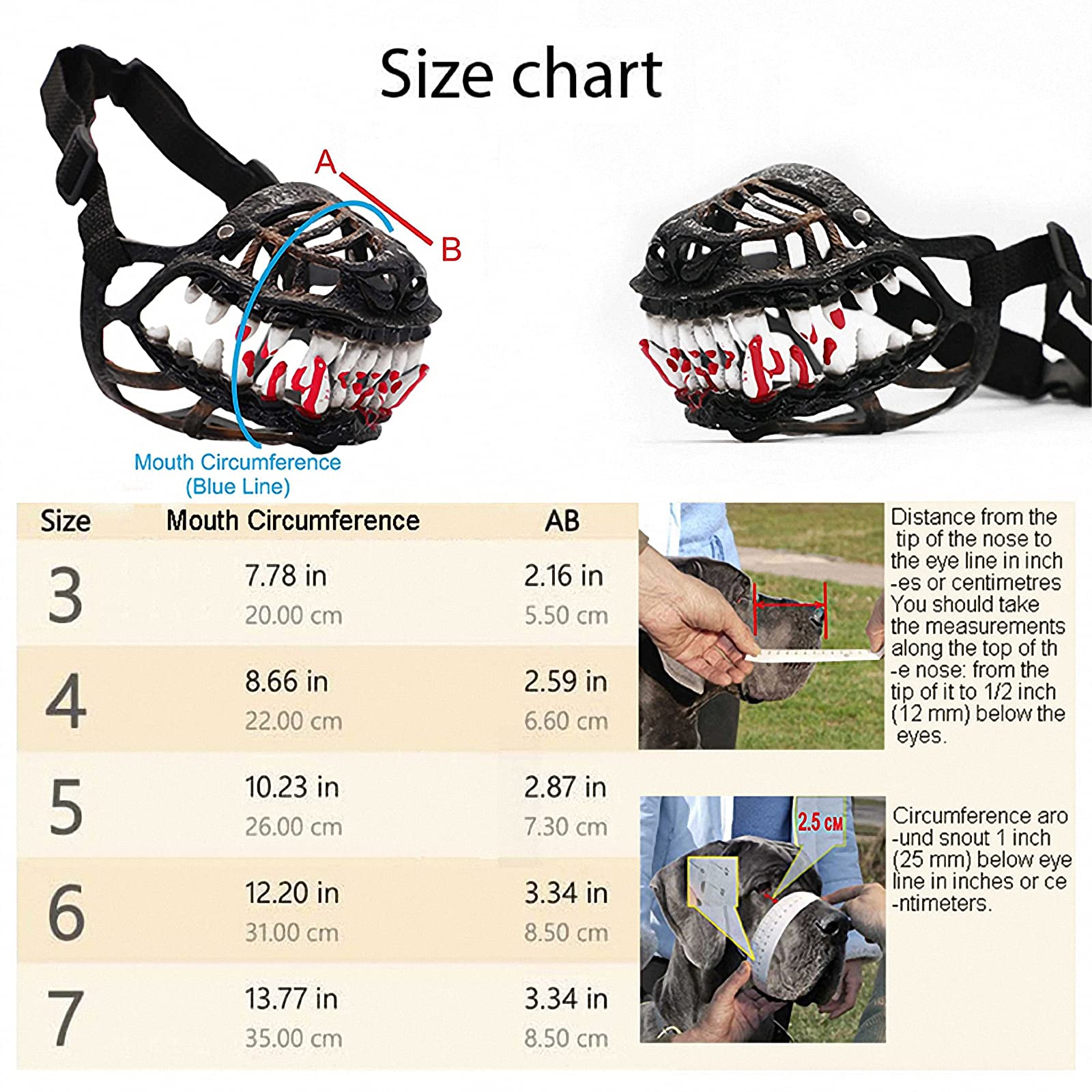Best Basket Muzzle for Medium & Large Dogs - Breathable Dog Muzzle for Chewing, Biting & Walking Protection - Adjustable Skull Mask Halloween Costume Accessory - Perfect for Training, Walks & Costume Parties