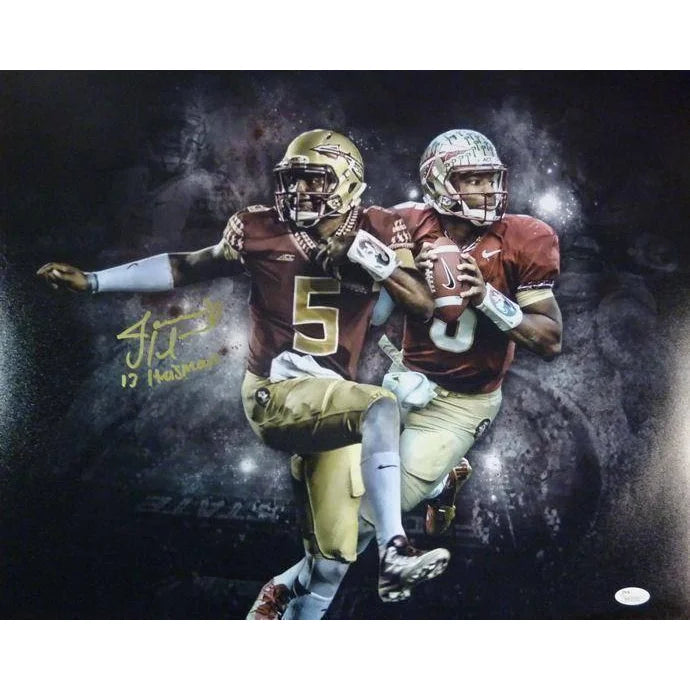 Jameis Winston Autographed Framed 16x20 Photo with JSA COA - Florida State Heisman Trophy Winner FSU Memorabilia - Perfect for Sports Collectors, Man Cave Decor & Football Fan Gifts