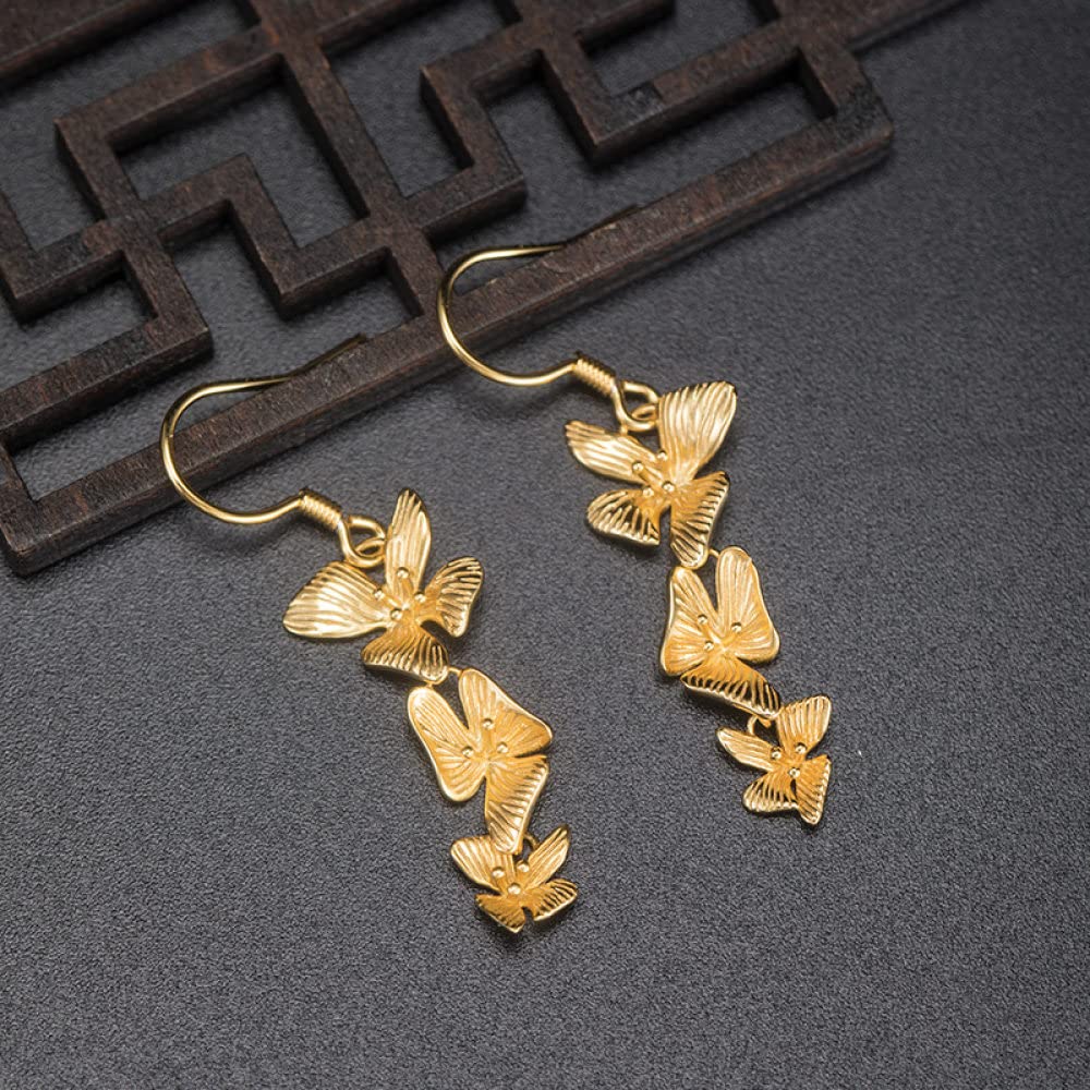 925 Sterling Silver Floral Dangle Earrings for Women - Gold Plated Elegant Hook Earrings with Gift Box - Perfect for Parties, Weddings & Everyday Wear
