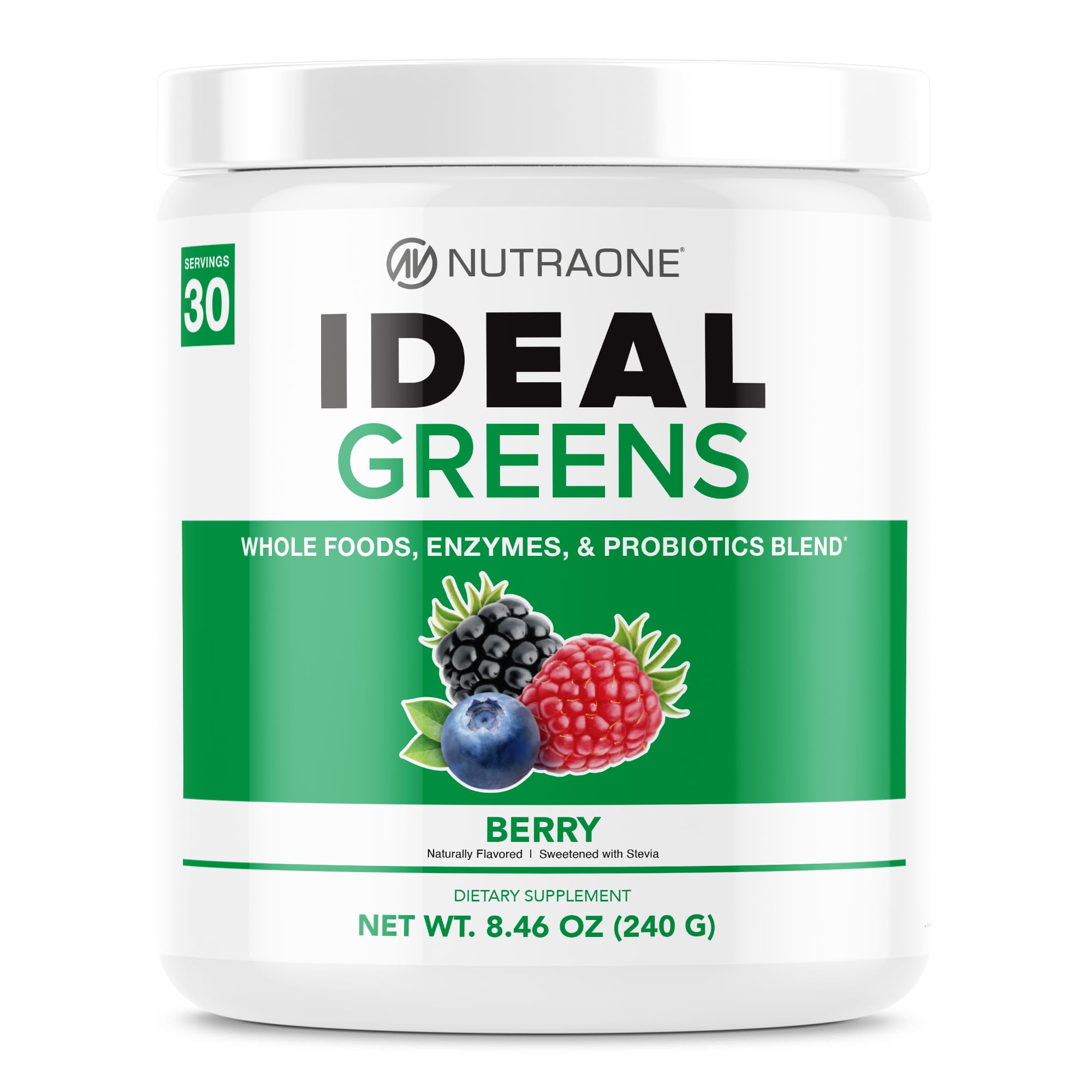 NutraOne Ideal Greens Superfood Powder - Antioxidant & Nutrient-Rich Supplement with Berry Flavor (30 Servings) | Boost Energy & Immunity for Active Lifestyles