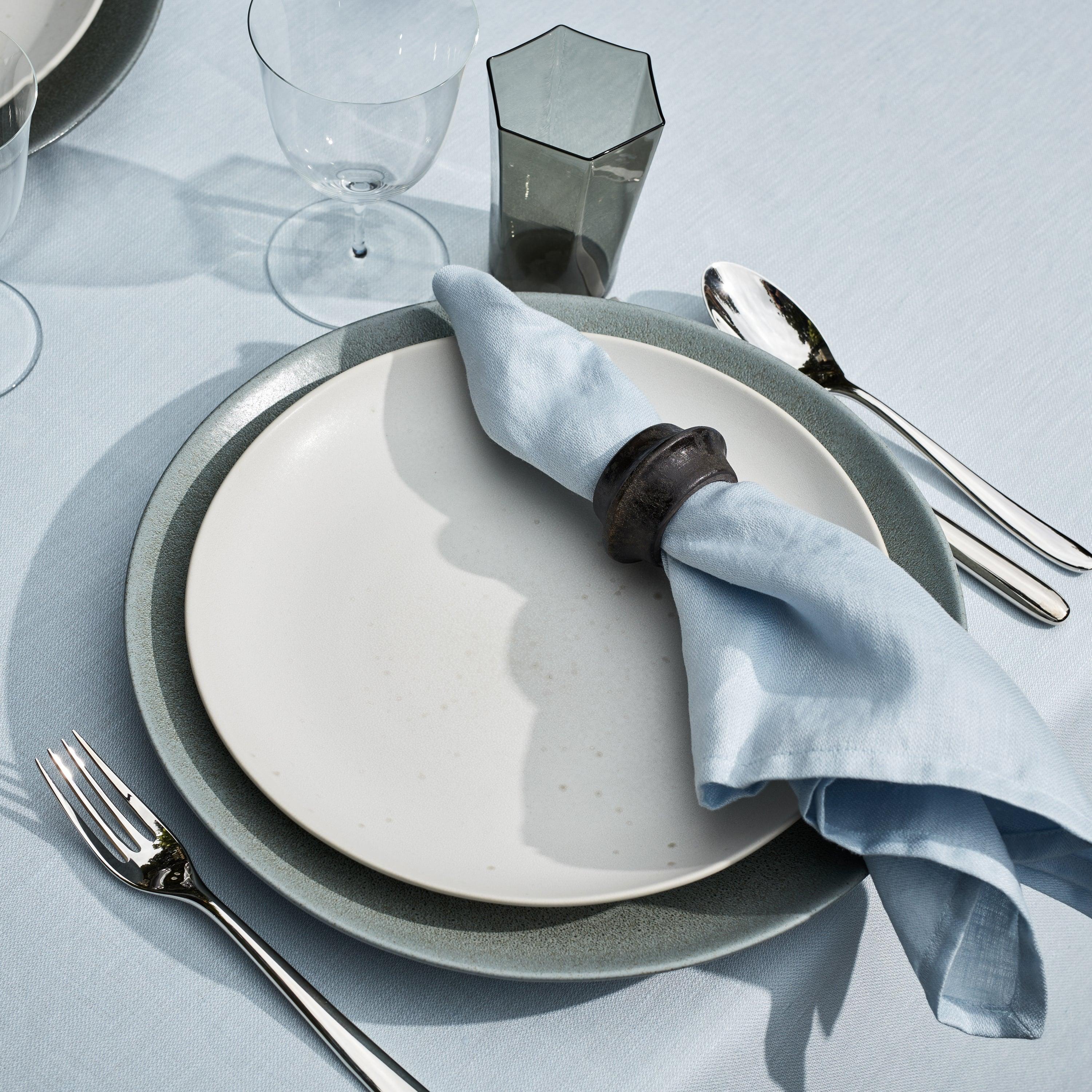 Premium Linen Sateen Napkins Set of 4 - Soft Light Blue Table Linens for Elegant Dining, Wedding Decor & Dinner Parties