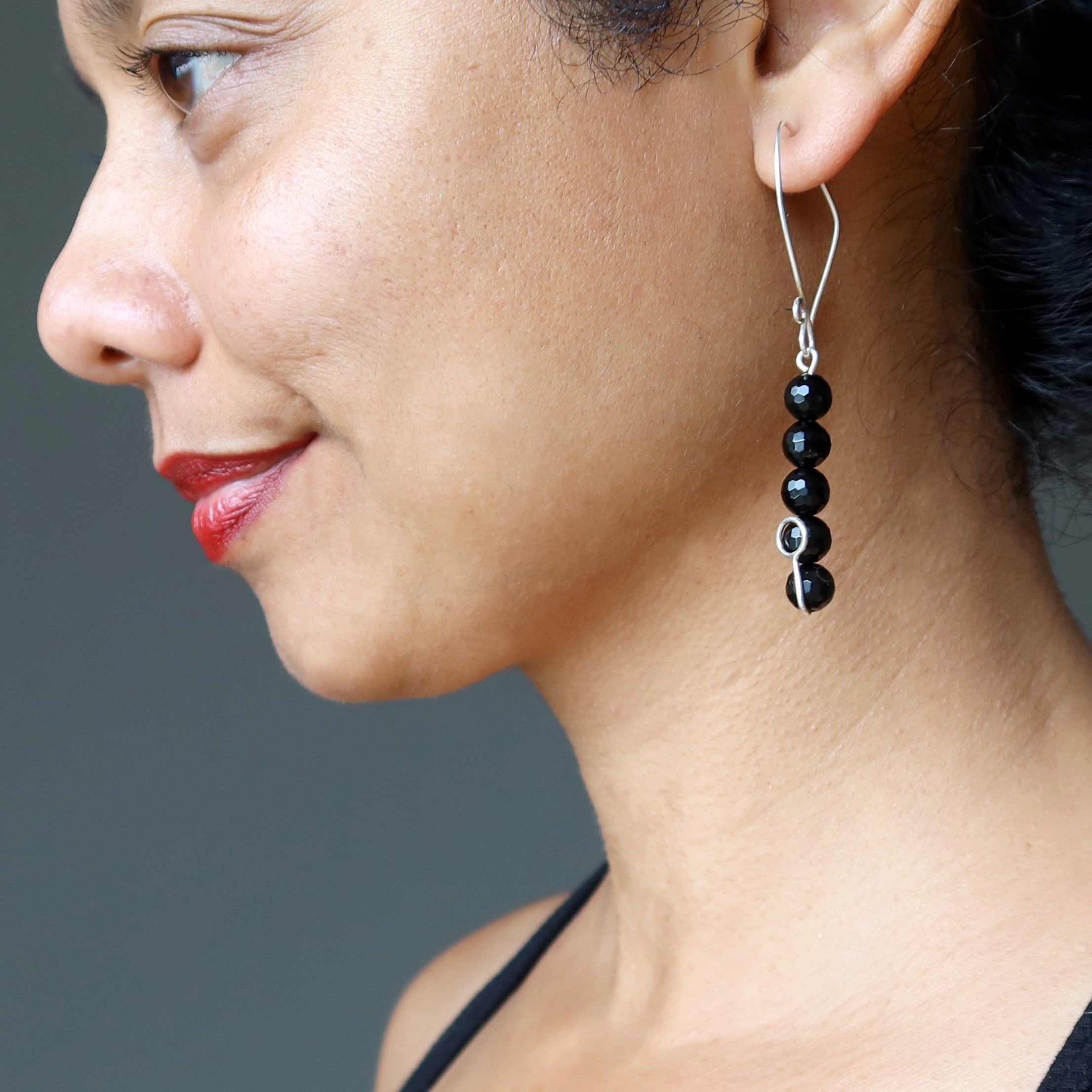 Black Tourmaline Earrings for Women - 925 Sterling Silver Dangle Earrings with Sparkling Crystals | Perfect for Everyday Wear, Gift Giving & Energy Protection Jewelry