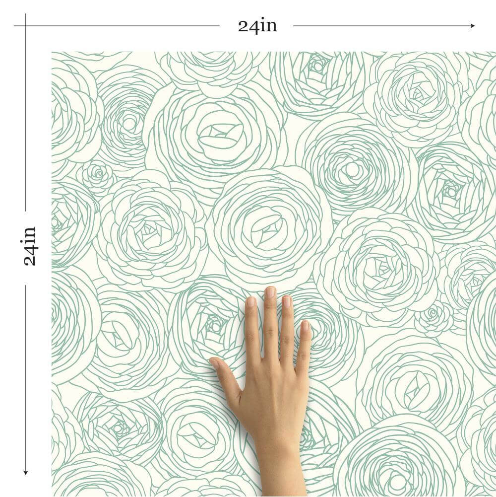White Roses Floral Peel and Stick Removable Wallpaper - Self-Adhesive Decorative Wall Covering for Bedroom, Living Room & Nursery Decor