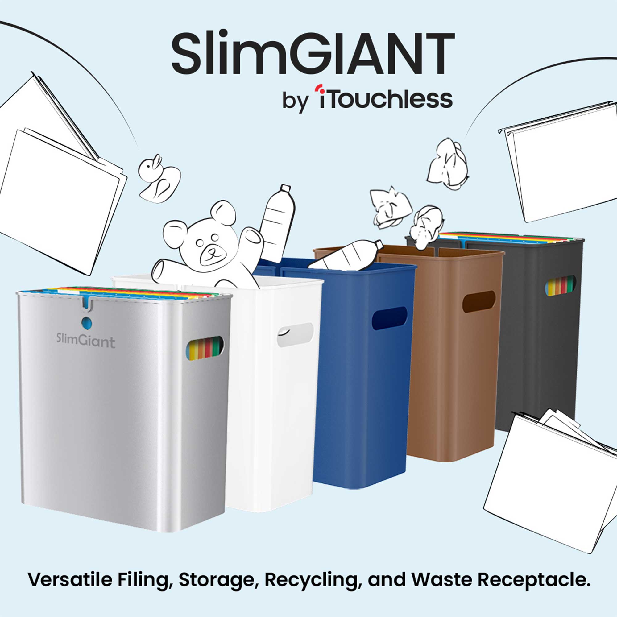 4.2 Gallon / 16 Liter SlimGiant Blue Wastebasket Trash Can (6 Pack) - Perfect for Office, Kitchen, Bathroom & Dorm Room Waste Disposal