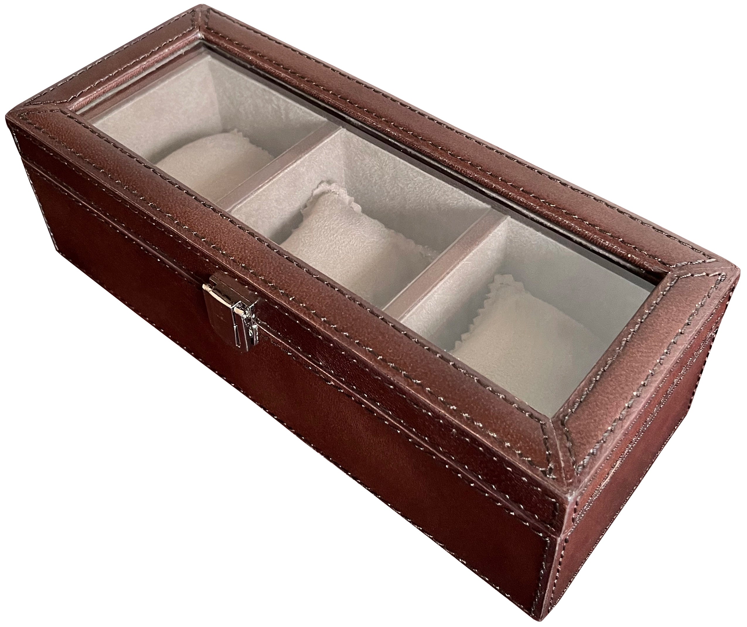 Premium 3-Slot Leather Watch Case - Brown | Luxury Watch Storage & Travel Organizer for Men & Women | Perfect for Home, Office & Travel Accessories