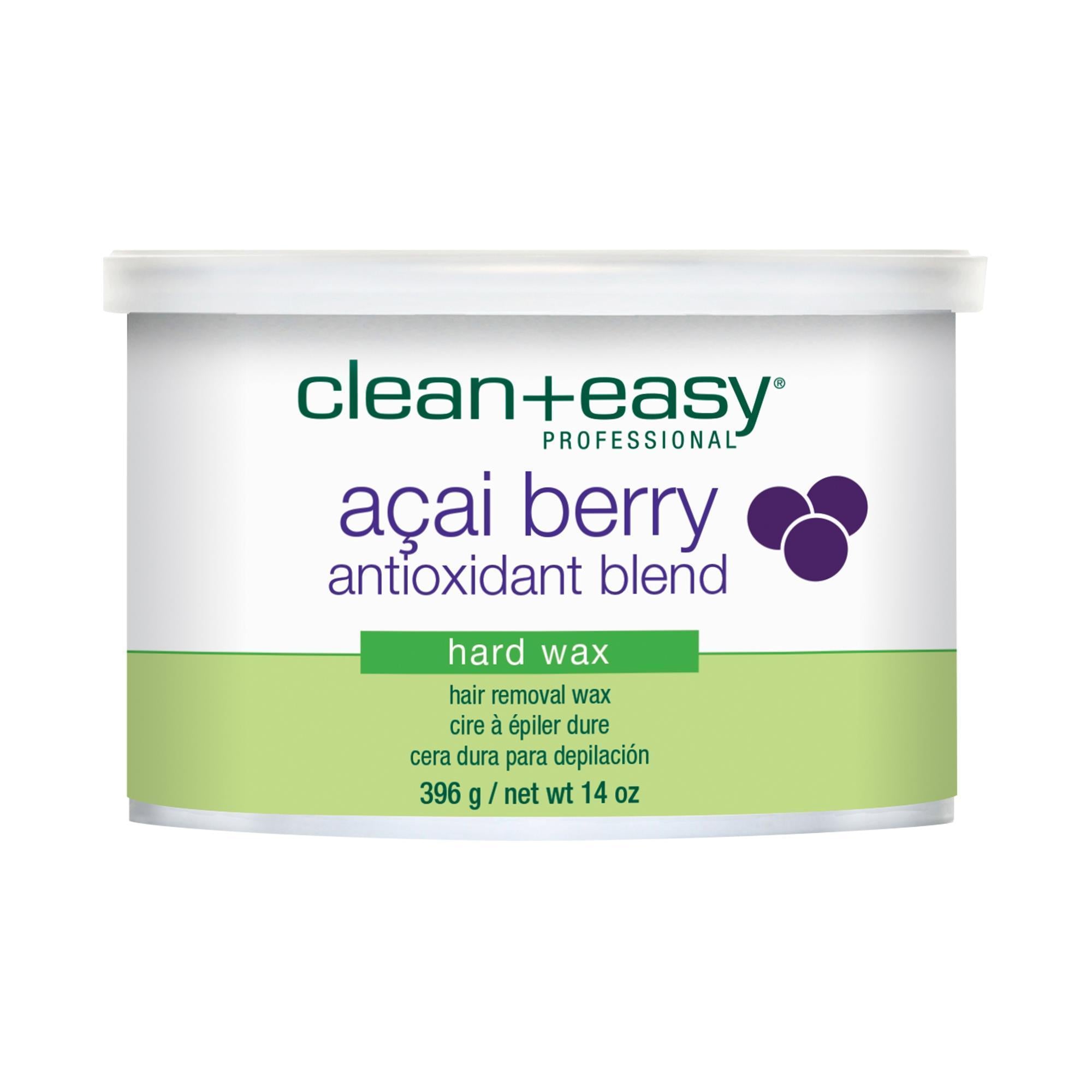 Clean & Easy Hard Wax with Acai Berry Antioxidant Blend - 14 oz for Smooth, Painless Hair Removal at Home or Salon