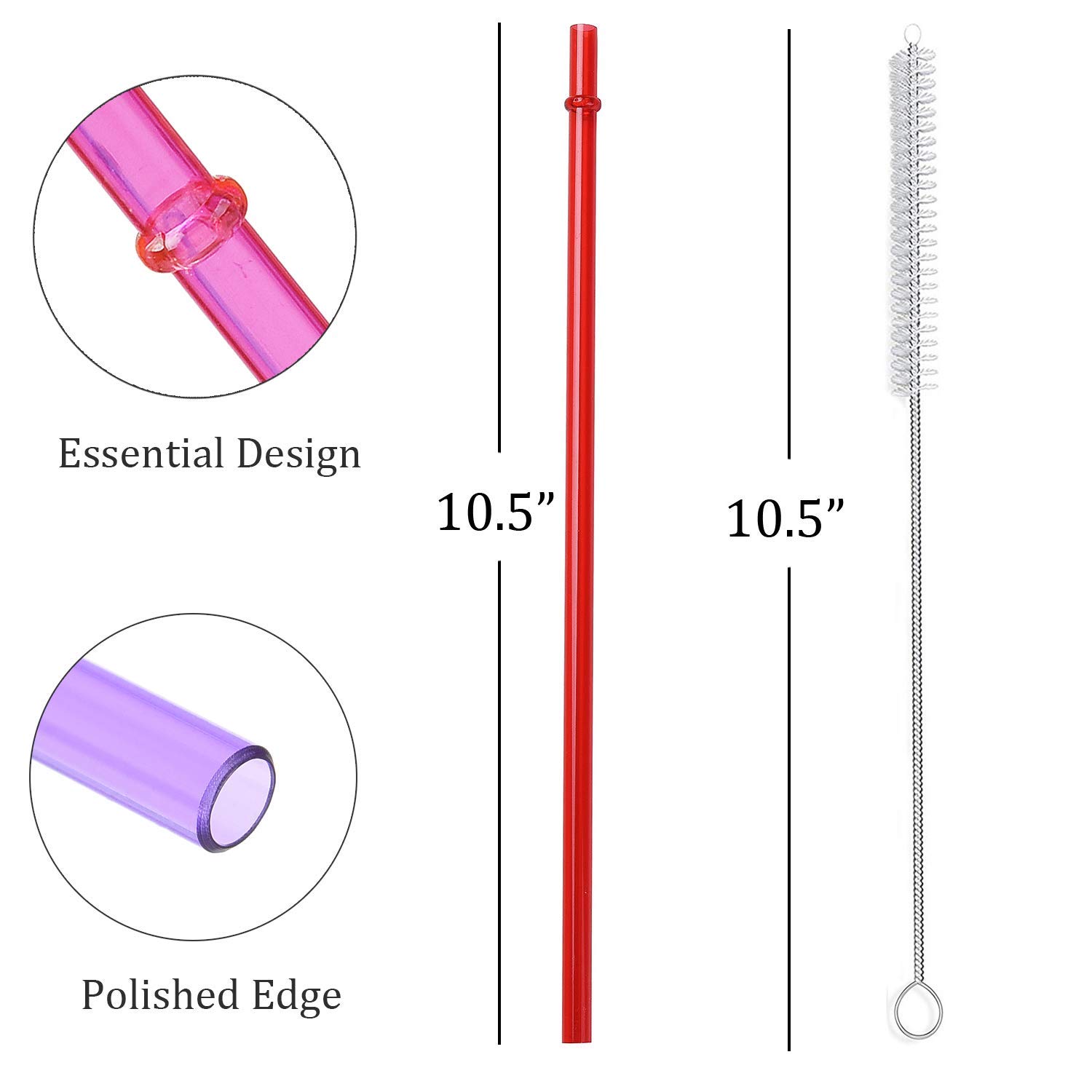 ALINK 10 Pack Reusable Stainless Steel Straws + 12 Pack Bubble Tea Straws - Eco-Friendly Metal Drinking Straws for Smoothies, Iced Coffee & Juice at Home, Office or Travel