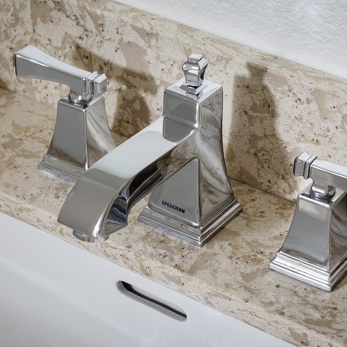 Speakman SB-1321-E Rainier 8-Inch Widespread Bathroom Sink Faucet in Polished Chrome - Modern Style for Vanity, Powder Room & Guest Bathroom Installation
