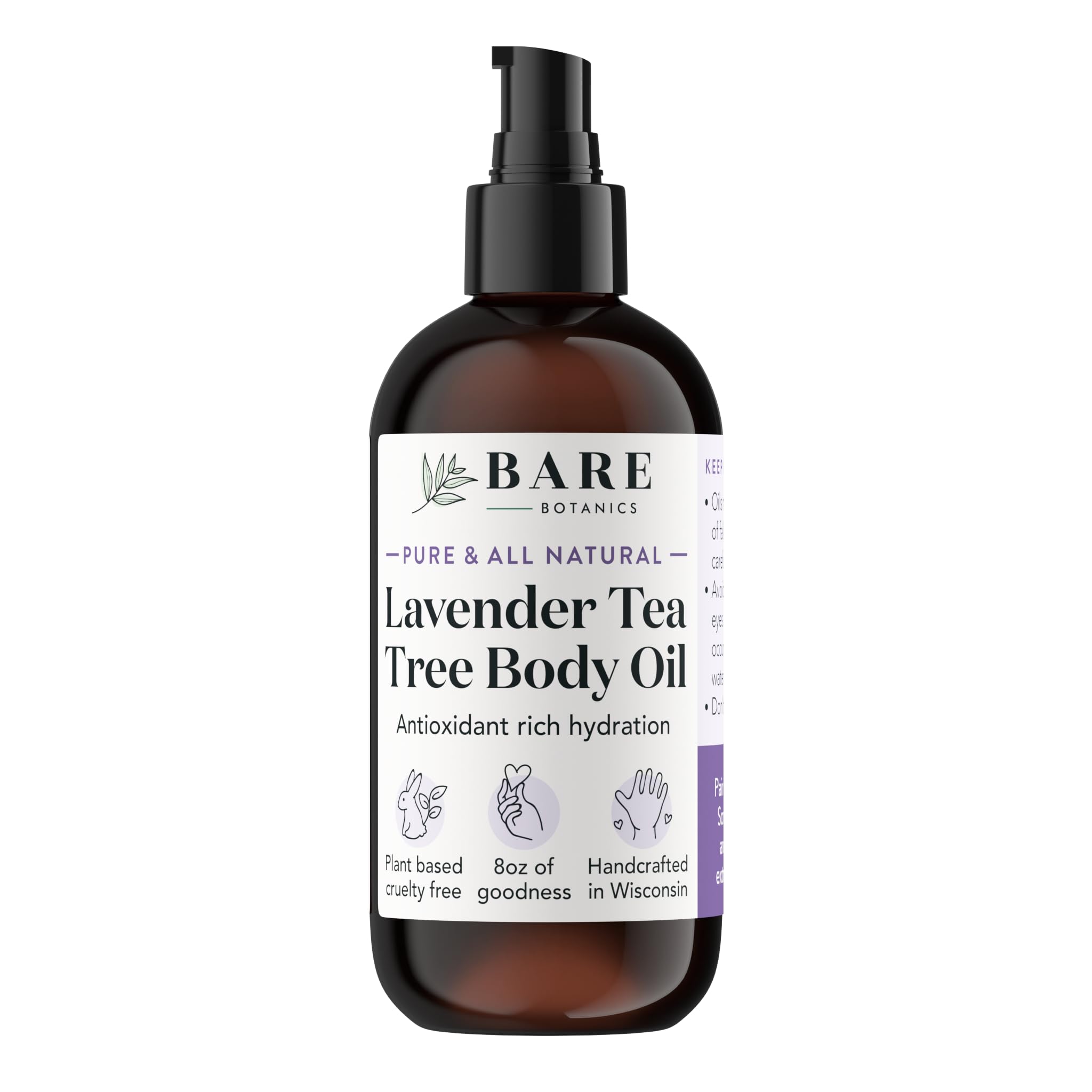 Bare Botanics Lavender Tea Tree Body Oil & Unscented Body Salt Scrub Set - Custom Formulated for Hydration & Exfoliation - Perfect for Spa Day, Dry Skin Care & Relaxation Therapy