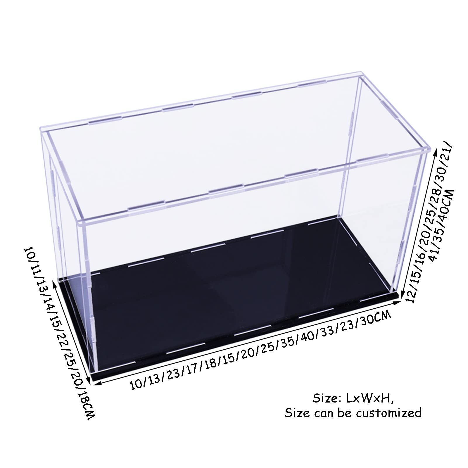 Clear Acrylic Display Case with Plastic Base - Dustproof Protection Box for Collectibles, Figures & Models - Easy Self-Assembly Showcase for Countertop, Shelf or Office Decor