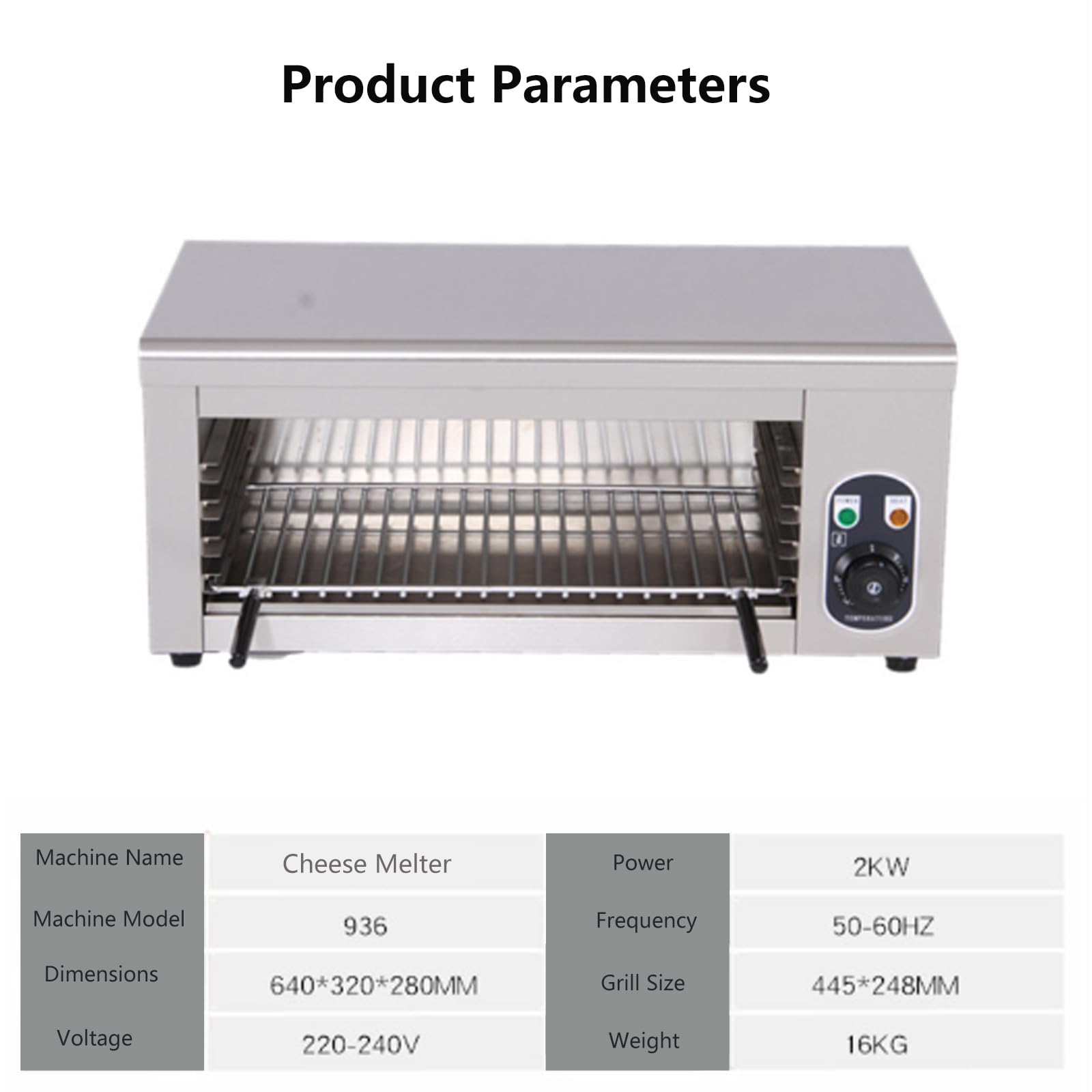 2000W Electric Cheese Melter & Steak Broiler - 110V Commercial Stainless Steel Countertop Grill for Melting Cheese, Toasting Sandwiches & Grilling Steaks | Perfect for Restaurants, Diners & Home Kitchens