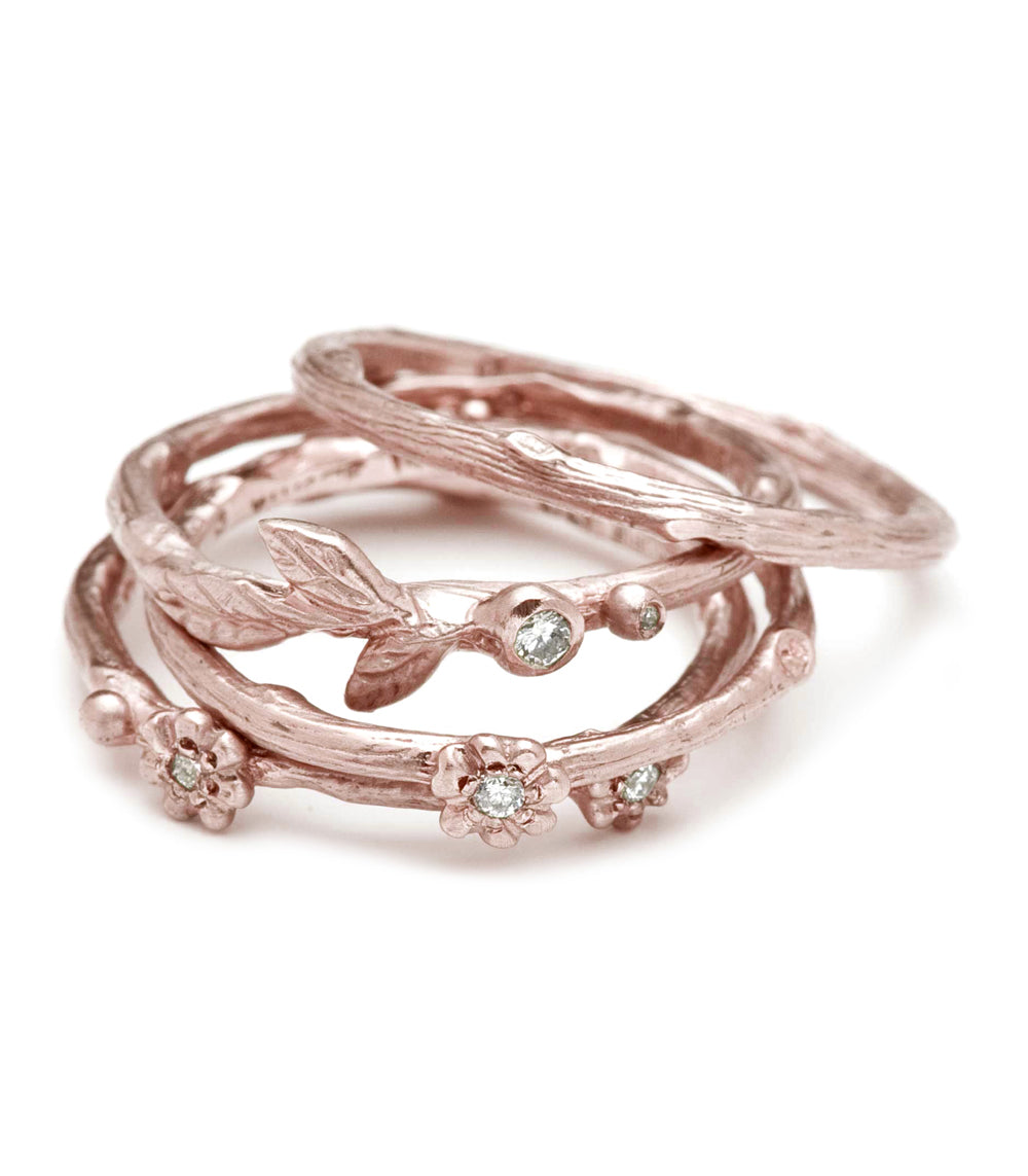 14K Gold Branch Textured Stackable Ring - Dainty Nature-Inspired Jewelry for Women - Perfect for Layering, Everyday Wear & Special Occasions