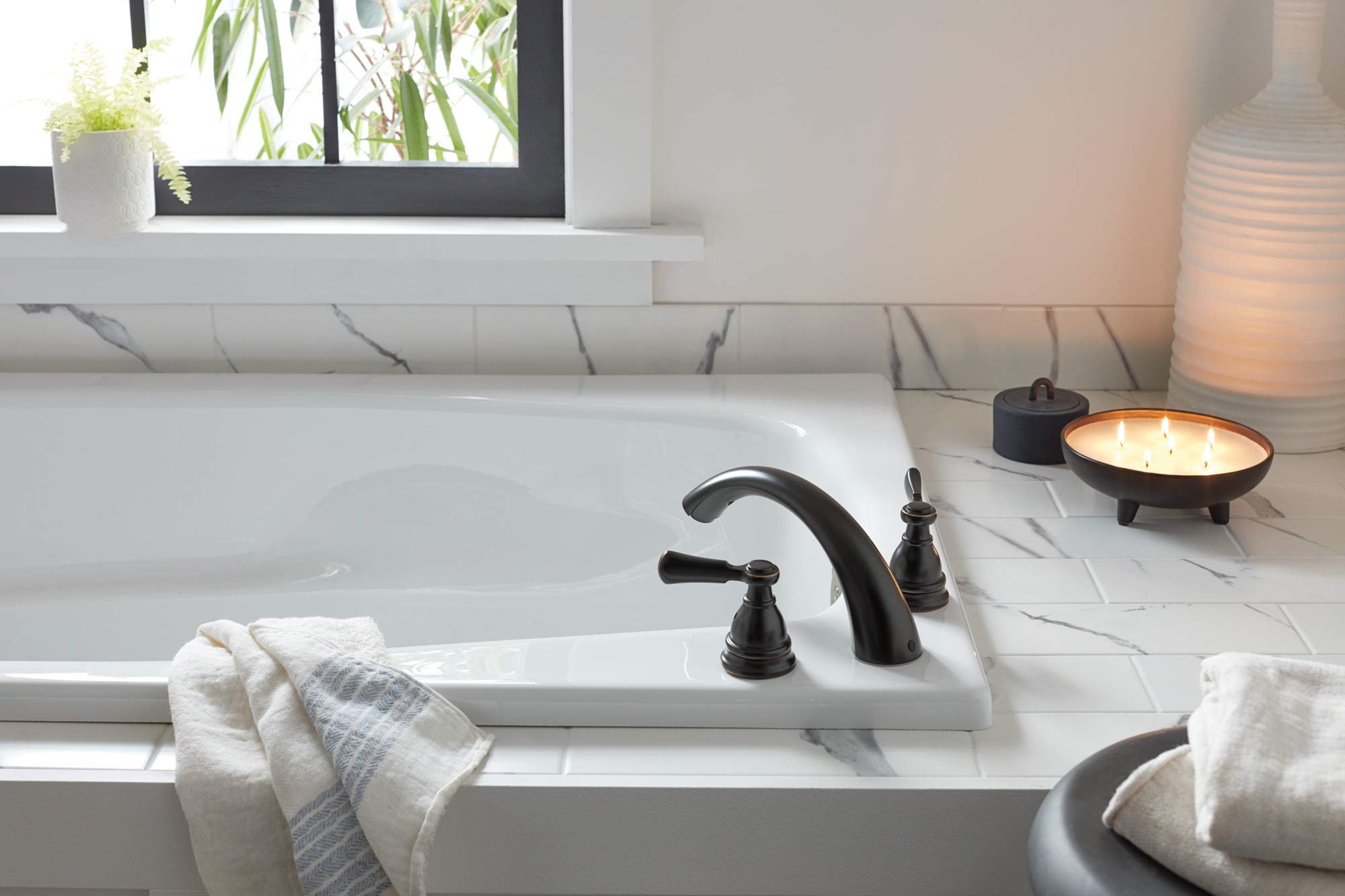 Peerless PTT4365-OB Elmhurst Roman Tub Trim Kit in Oil Rubbed Bronze - Perfect for Bathroom Faucet Replacement and Luxury Bathtub Renovation
