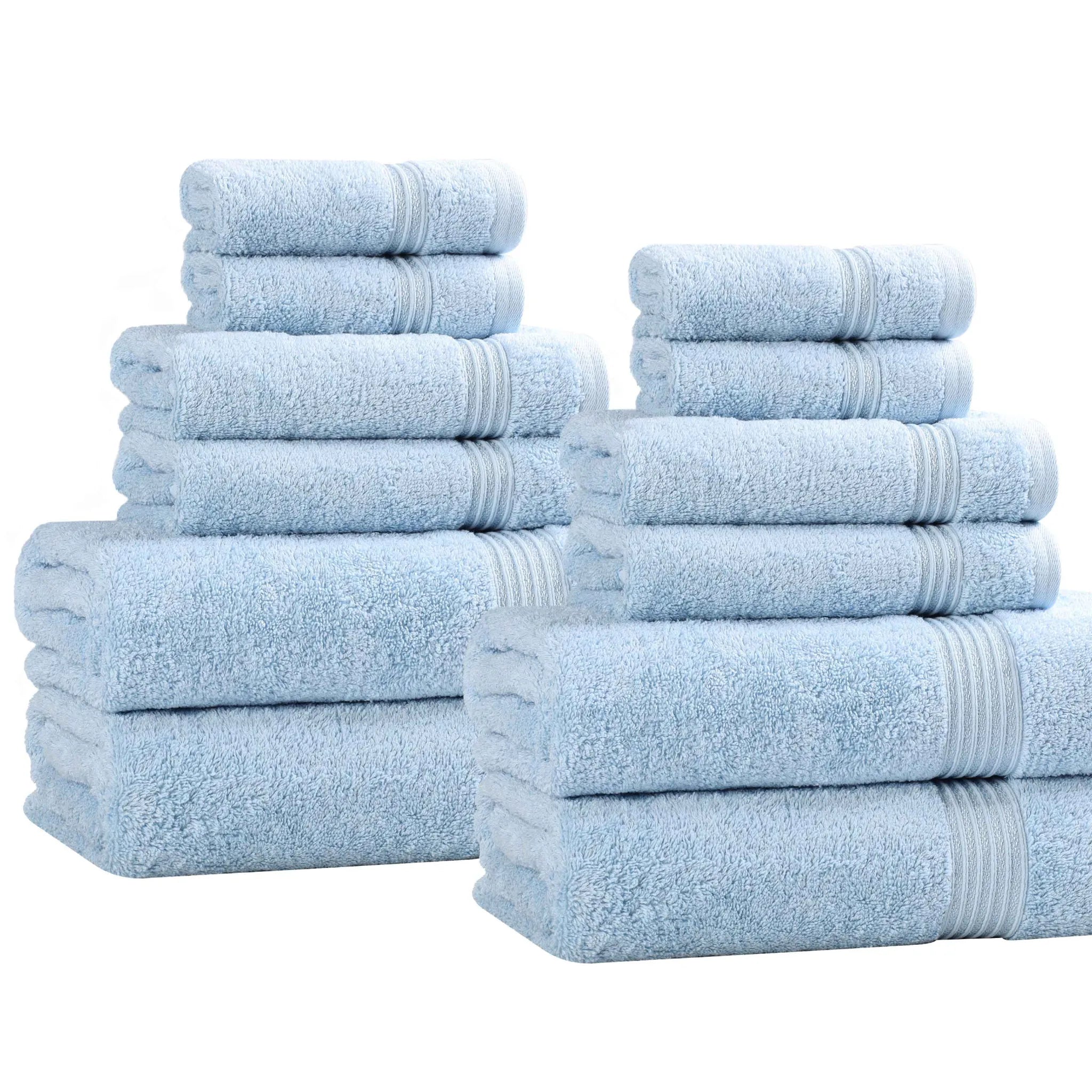 Premium 12-Piece Egyptian Cotton Towel Set - Ultra Soft, Highly Absorbent Bath & Beach Towels for Luxury Spa, Hotel, and Home Use