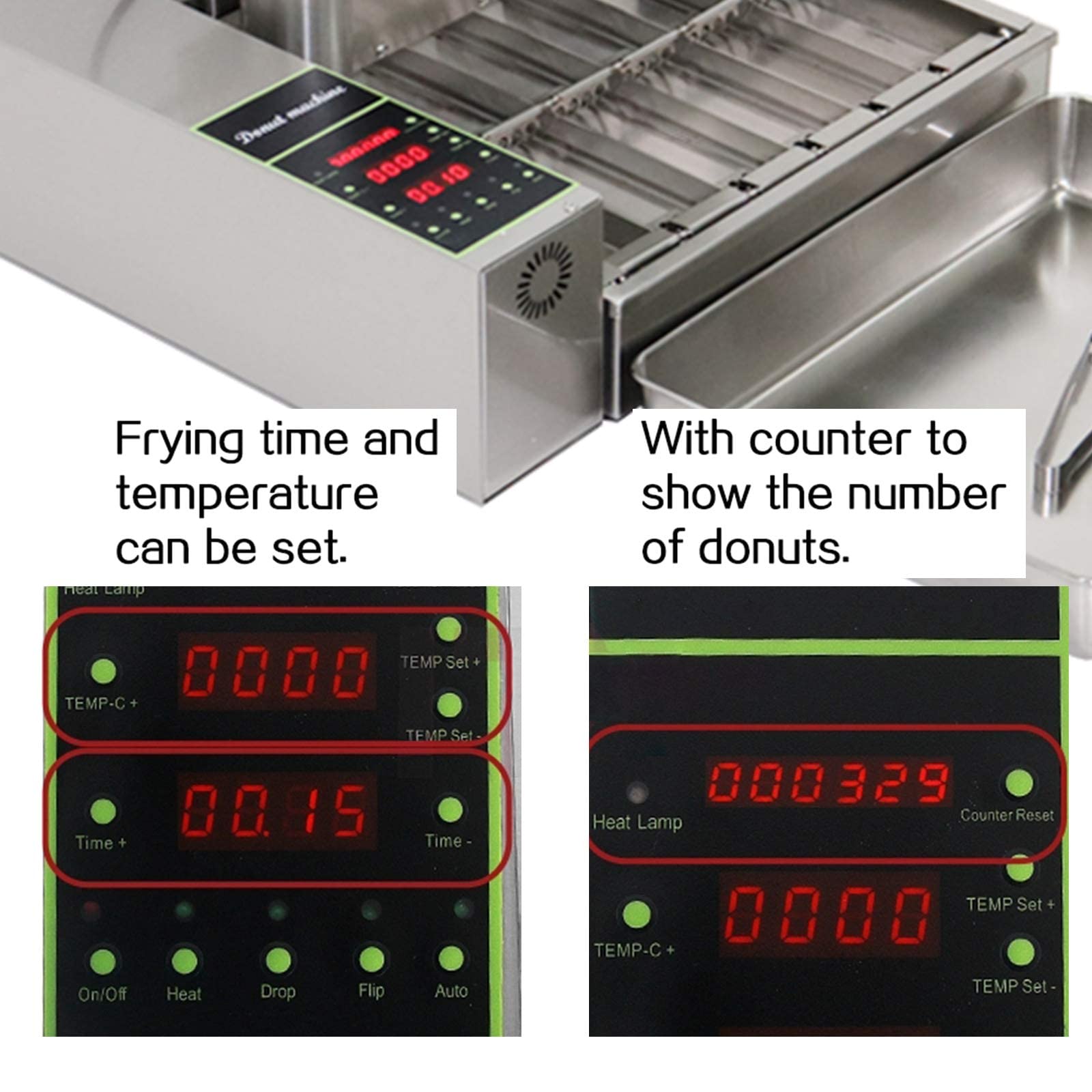 Commercial 4-Row Mini Donut Maker Machine - Stainless Steel Automatic Donut Maker with Large Capacity (1750pcs/h) - Perfect for Bakeries, Cafes, and Food Trucks