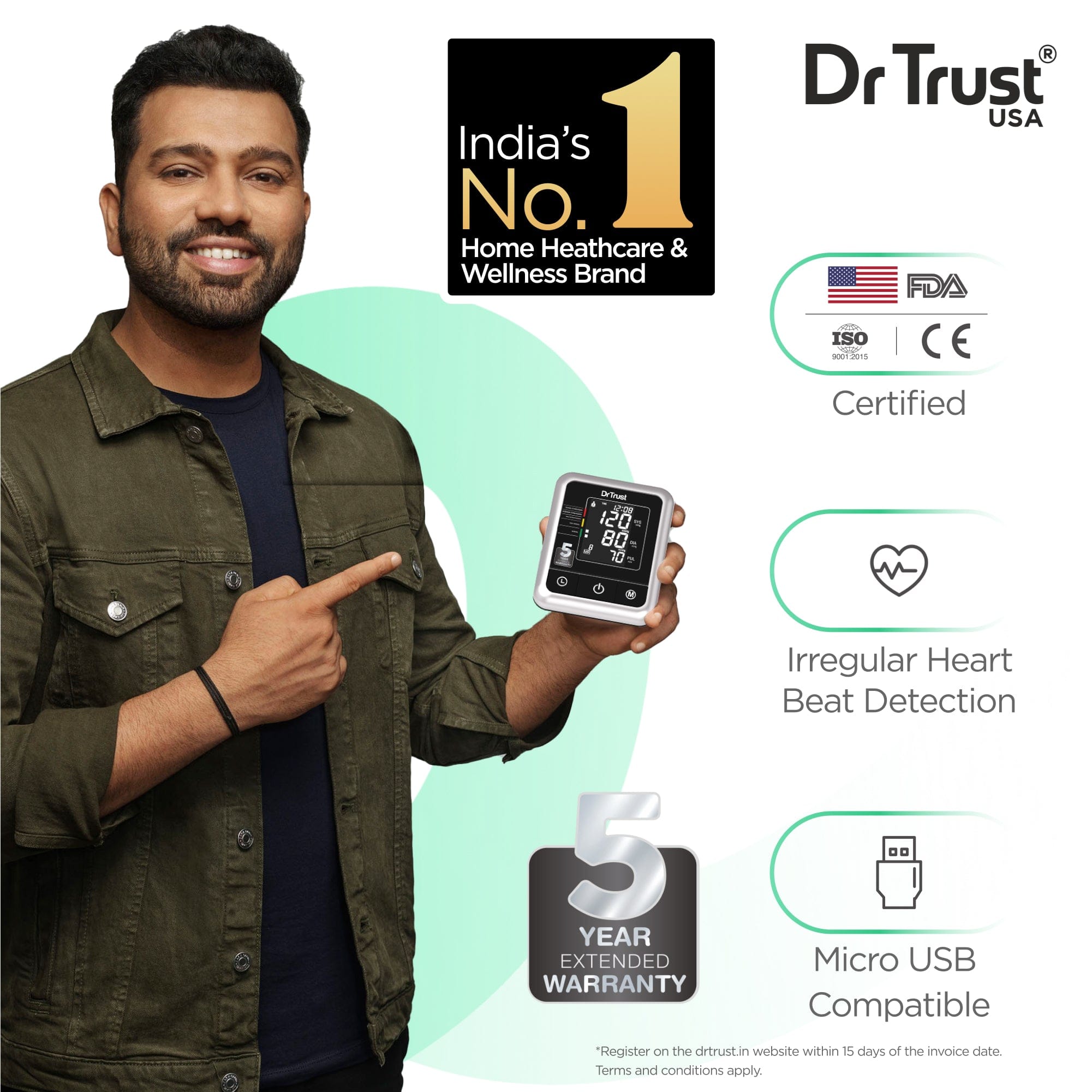 Dr Trust USA Galaxy Digital Blood Pressure Monitor - Accurate BP Machine with Large Display for Home Use - Ideal for Daily Health Monitoring & Heart Care