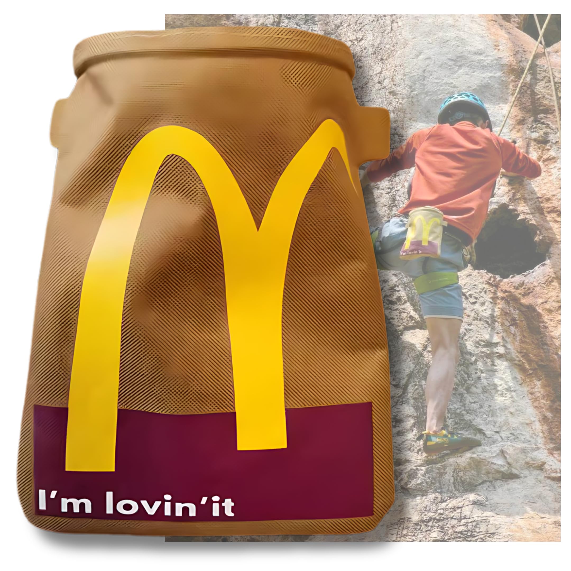 Funny Hamburger Chalk Bag for Rock Climbing - Cute Chalk Bucket with Chalk Ball for Bouldering & Climbing Gear - Perfect Gift for Climbers (Ideal for Indoor/Outdoor Climbing & Training)