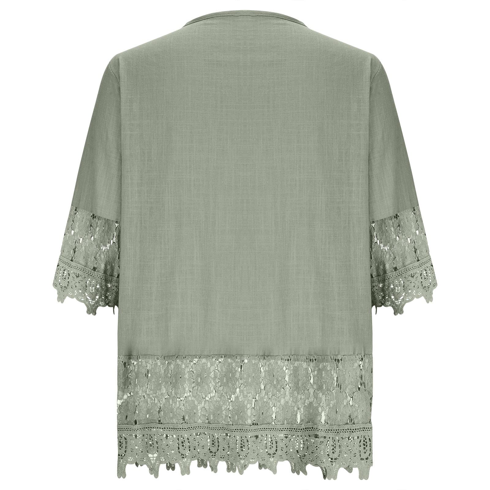 Boho Women's Cotton Linen Embroidered Flowy Shirt - Plus Size 3/4 Sleeve Crochet Blouse for Casual Wear | Perfect for Beach Outings, Summer Vacations & Boho-Chic Outfits
