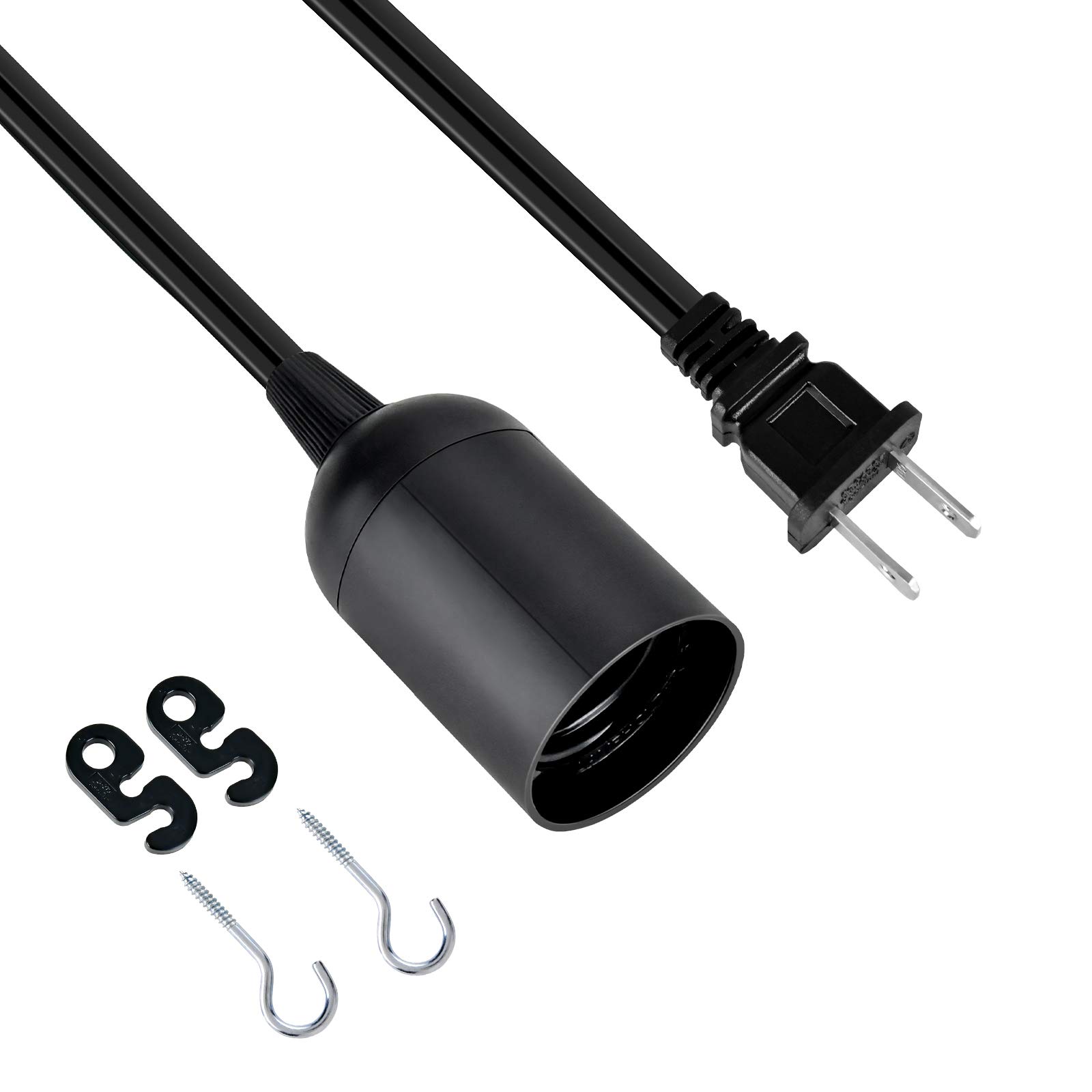 Simple Deluxe 360W 20ft Black Hanging Pendant Light Cord with E26 Socket - No Bulb Included | Perfect for Kitchen Island, Dining Room, and Bedroom Lighting