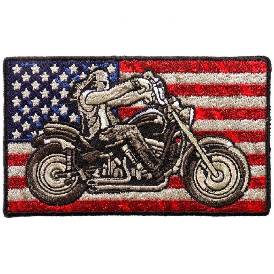 Distressed American USA Flag Biker Patch for Harley Riders - Iron On or Sew On (4.0