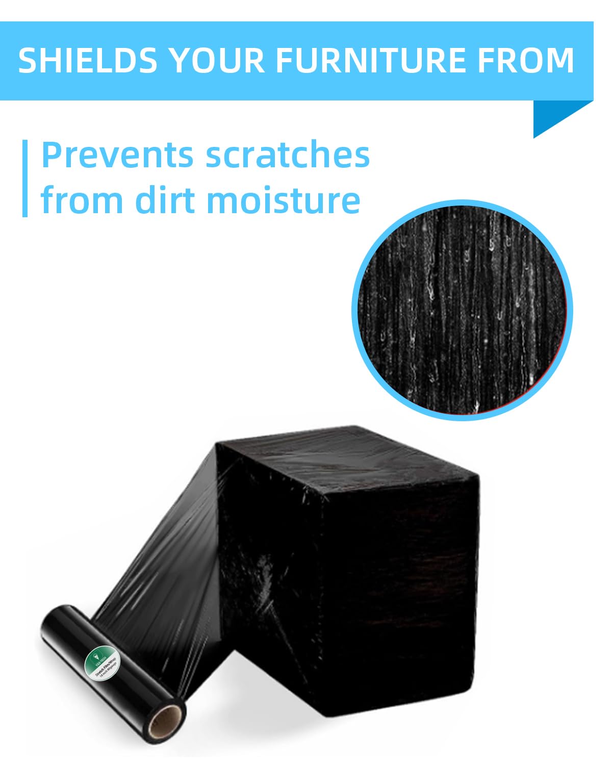 18 Inch Black Heavy Duty Stretch Wrap Roll - 1500ft 80 Gauge Industrial Strength Plastic Pallet Wrap for Shipping, Moving & Storage (4 Pack) - Perfect for Warehouse, Logistics & Home Use