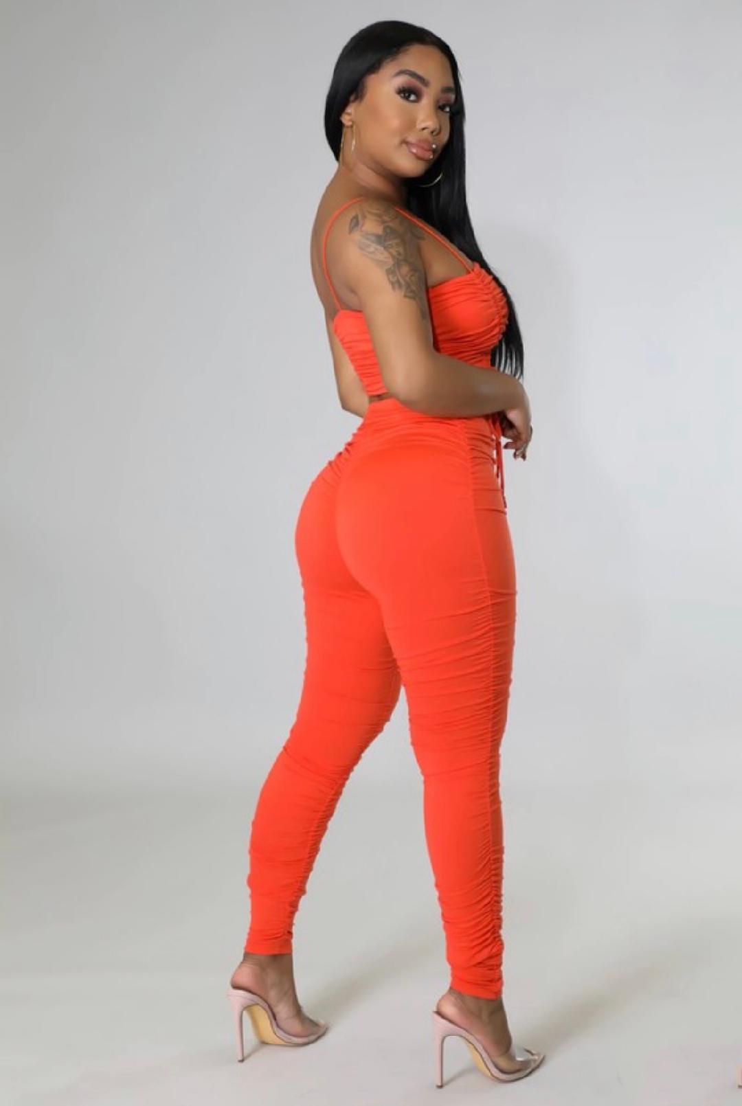 Amber Babe Pant Set - Stylish Orange Lounge & Sleepwear for Women | Comfortable Pajama Outfit for Home, Travel & Relaxation