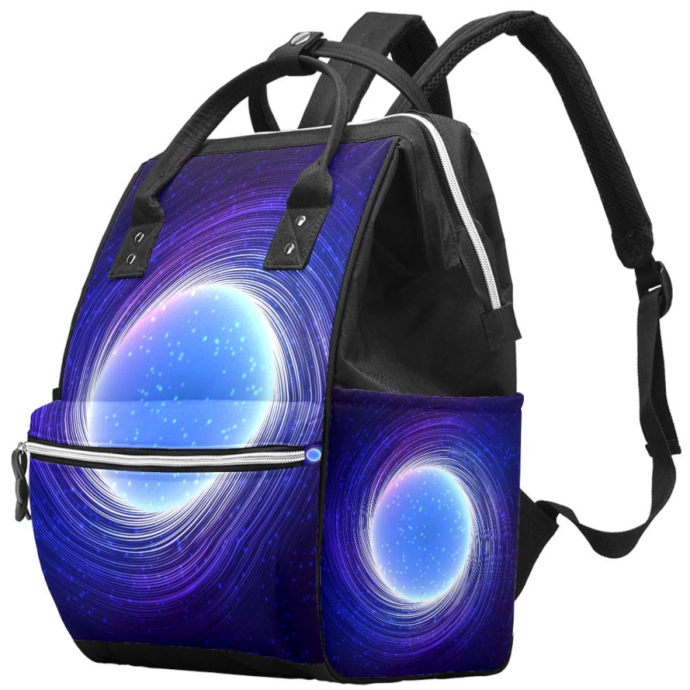 Blue Shining Cosmic Neon Light Twirl Changing Diaper Bag - Waterproof Baby Care Organizer for Travel, Daycare & Outdoor Adventures