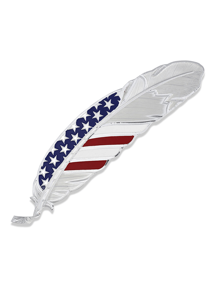 Montana Silversmiths HF4692USA Patriotic Hat Feather Pin - Silver Stars & Stripes American Flag Design for Cowboy Hats, Caps & Western Fashion Accessories | Perfect for Rodeos, 4th of July & Patriotic Events
