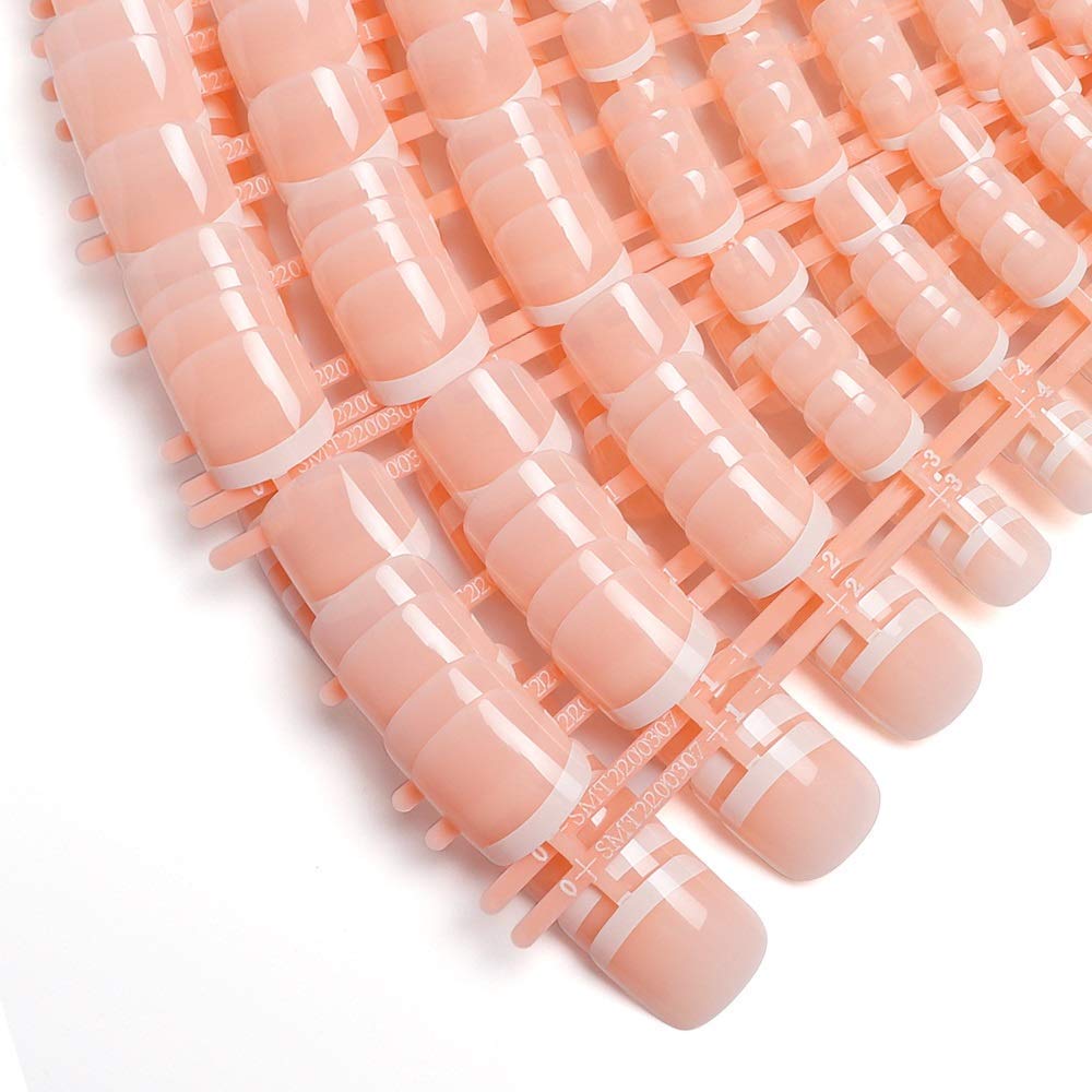 LIARTY 280pcs Short Acrylic False Toe Nails - Natural French Tip Artificial Nails, Full Cover Fake Toe Nails with 12 Sizes - Perfect for Pedicures, Nail Art & Salon Use