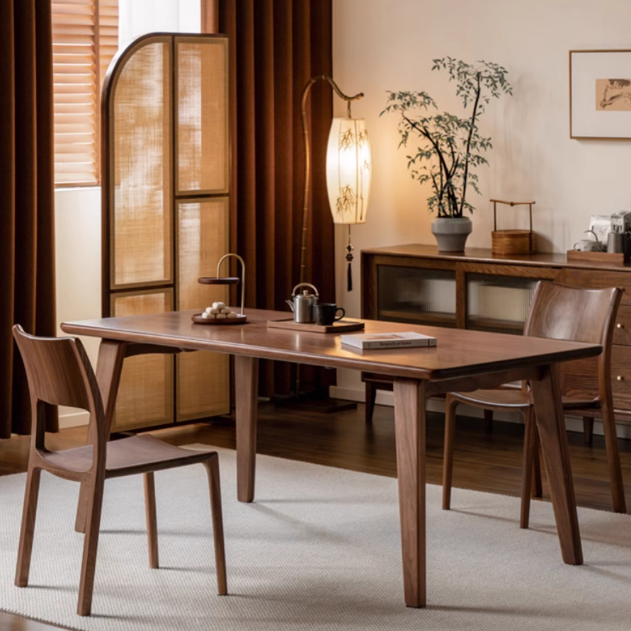 Premium Black Walnut and Ash Wood Large Dining Table - 8 Seater Long Farmhouse Table for Dining Room, Kitchen, and Entertaining