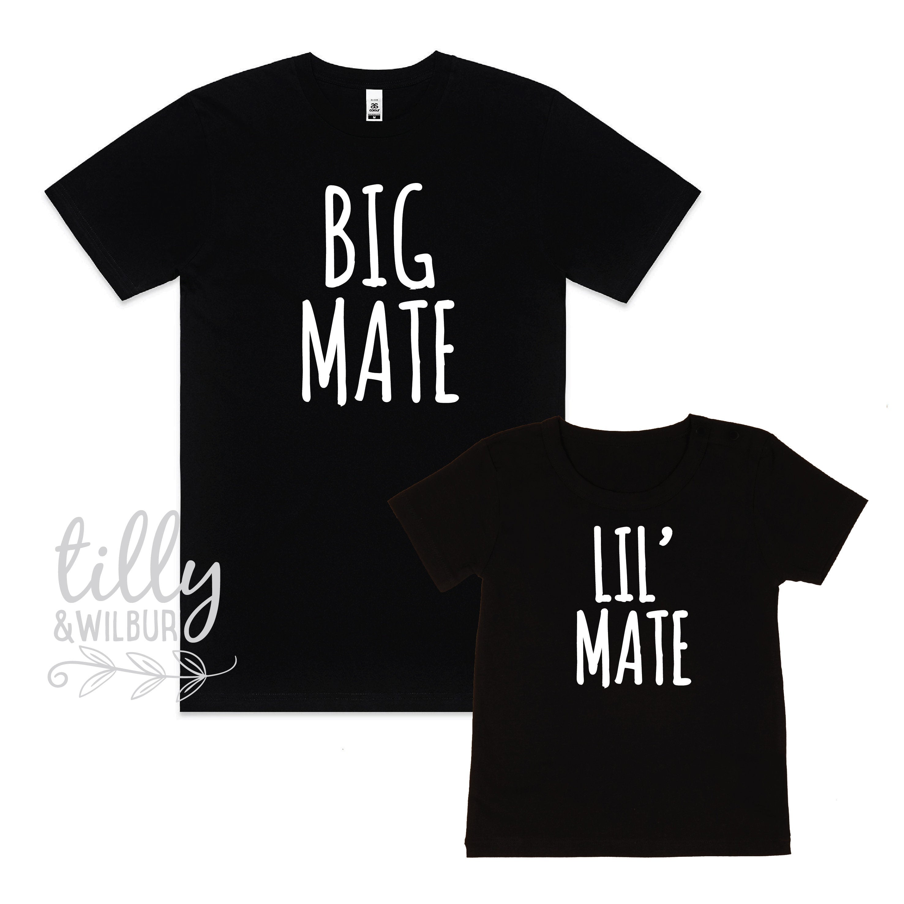 Big Mate Lil' Mate Matching T-Shirts for Couples & Families - Fun Father-Son, Mother-Daughter Outfits for Casual Wear & Special Occasions