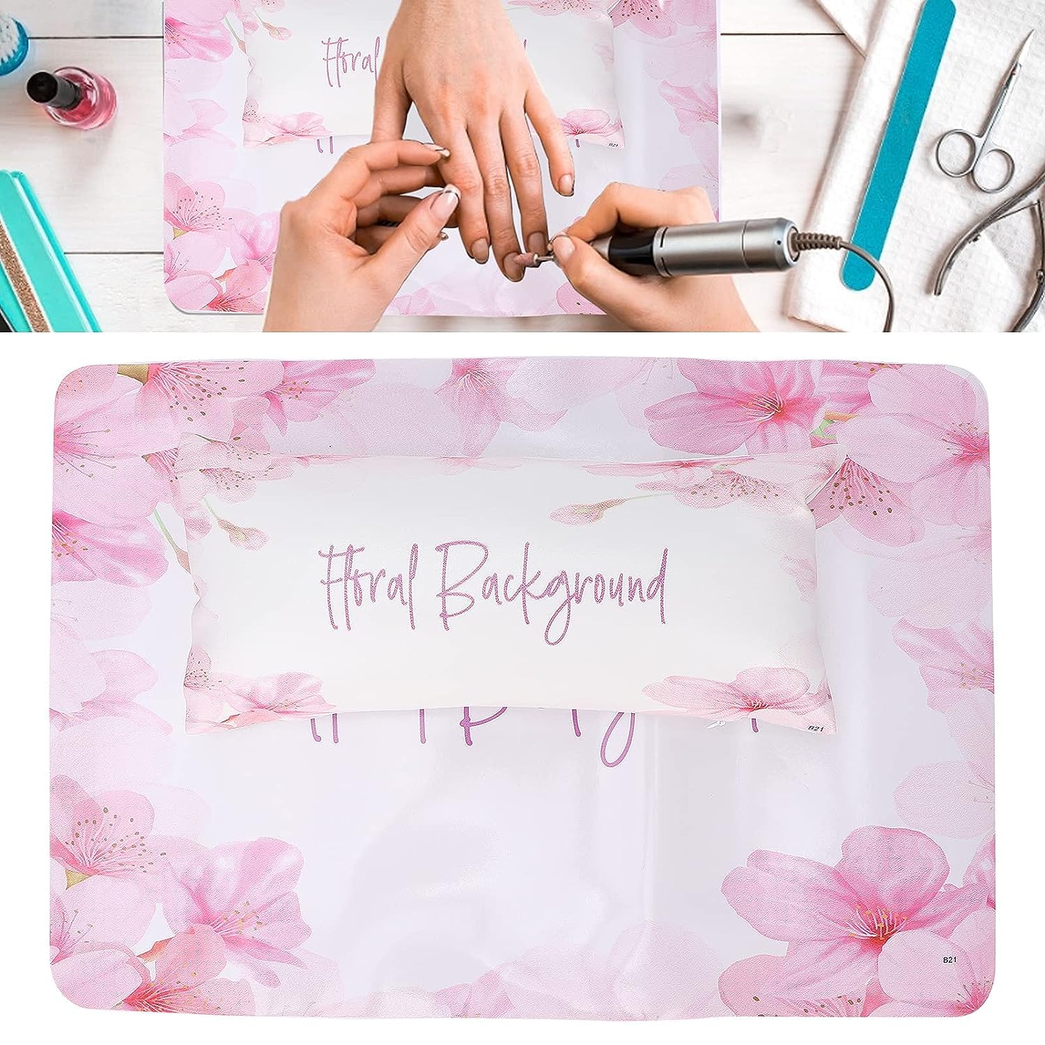 NAILWIND Nail Art Hand Pillow Set - PU Manicure Hand Rest Cushion & Table Mat for Salon & Home Nail Care - Perfect for Gel Polish, Acrylic Nails & DIY Nail Art