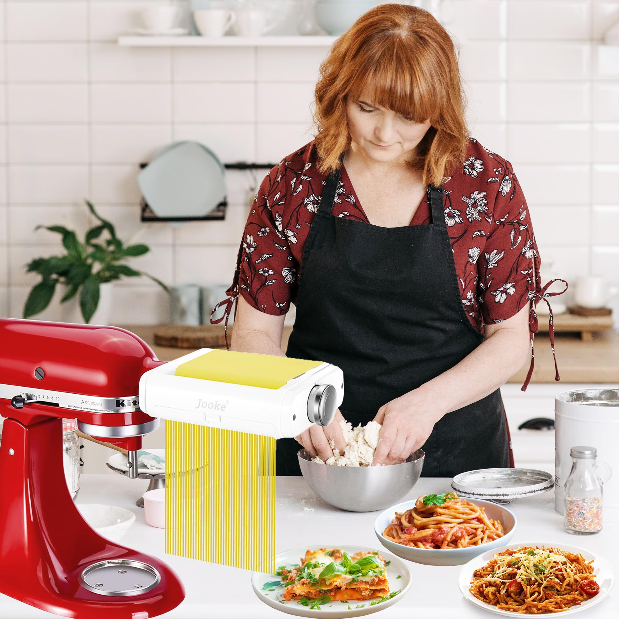 3-in-1 Pasta Maker Attachment for KitchenAid Stand Mixers - Dough Roller, Spaghetti & Fettuccine Cutter with Cleaning Brush | Perfect for Homemade Pasta, Ravioli & Noodles | Ideal for Italian Cooking, Family Dinners & Restaurant-Quality Meals