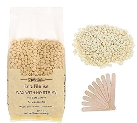GLOW FIRST Hard Beans Wax with Wooden Stick - 100G Full Body Hair Removal Wax for Women (Multicolor) - Perfect for Smooth Legs, Arms & Bikini Line at Home